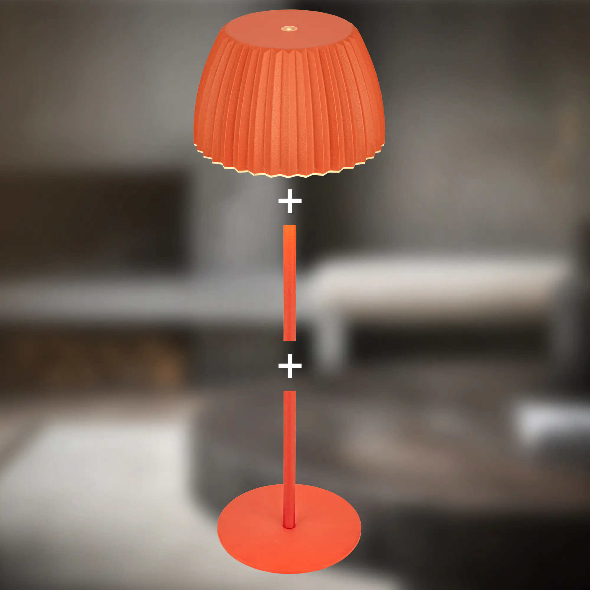 Briloner LED-Tischleuchte Riffle mit Akku orange dimmbar