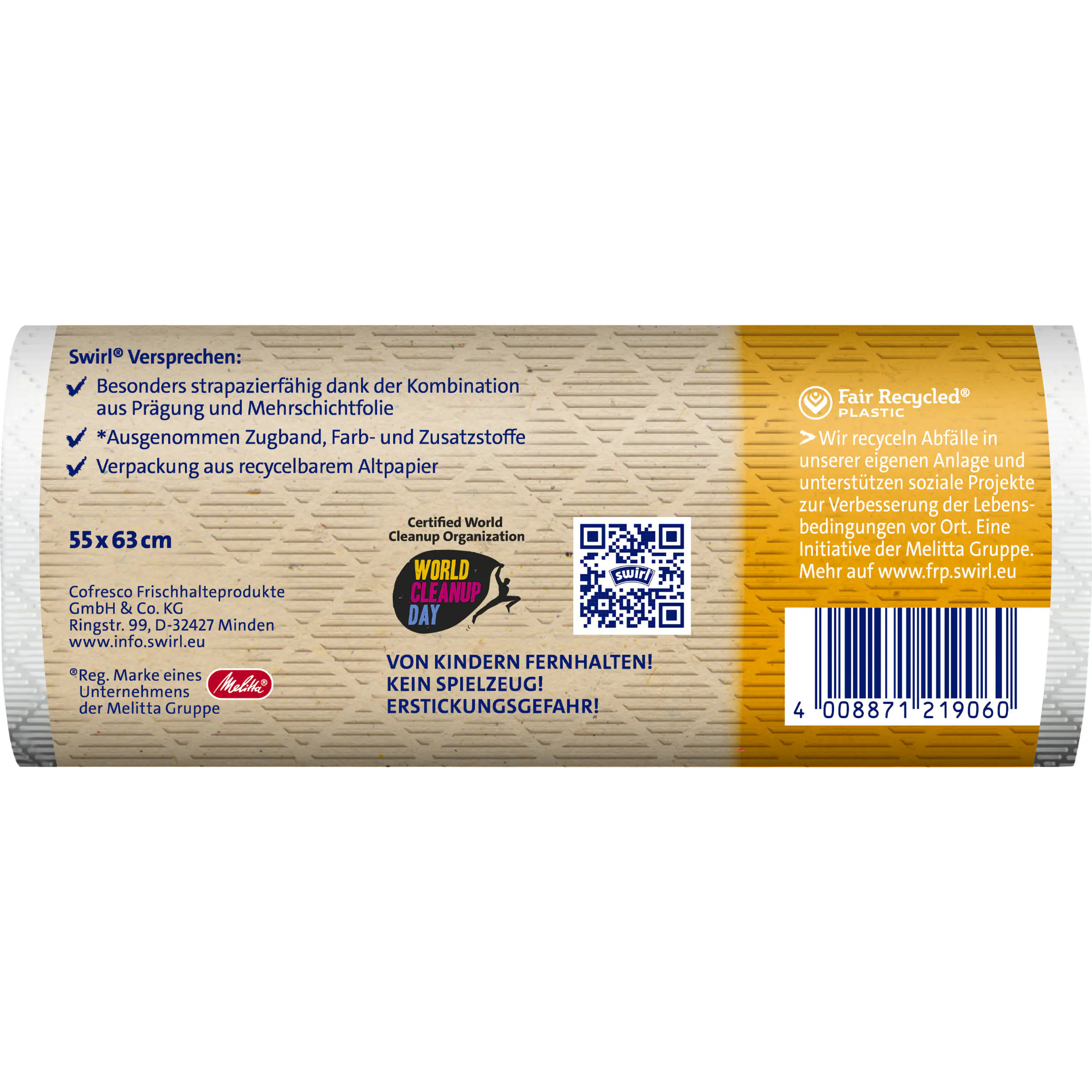 Swirl Zugband-Müllbeutel 35 l aus recyceltem Plastik