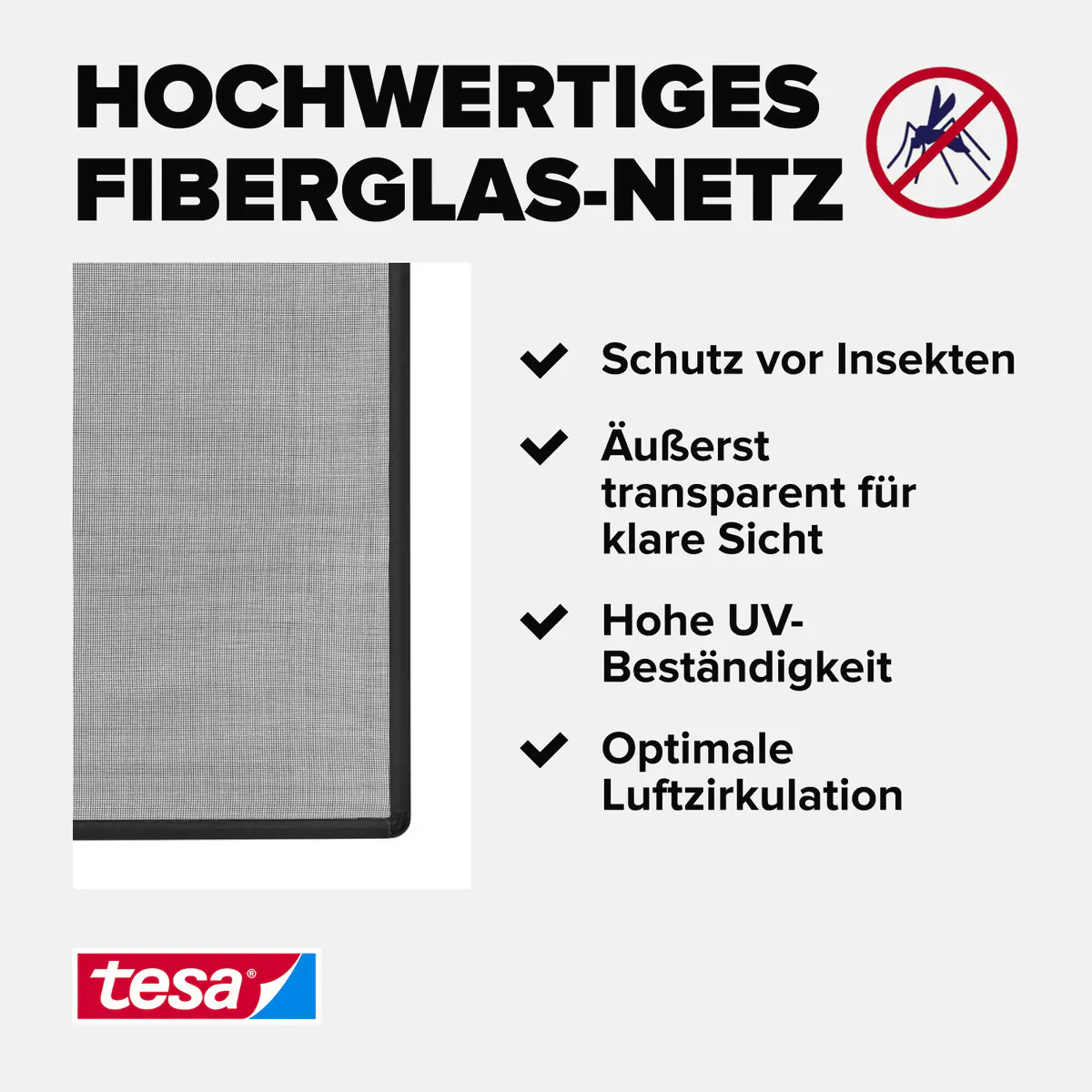 tesa Anklipsrahmen Fliegengitter 100 x 120 cm anthrazit