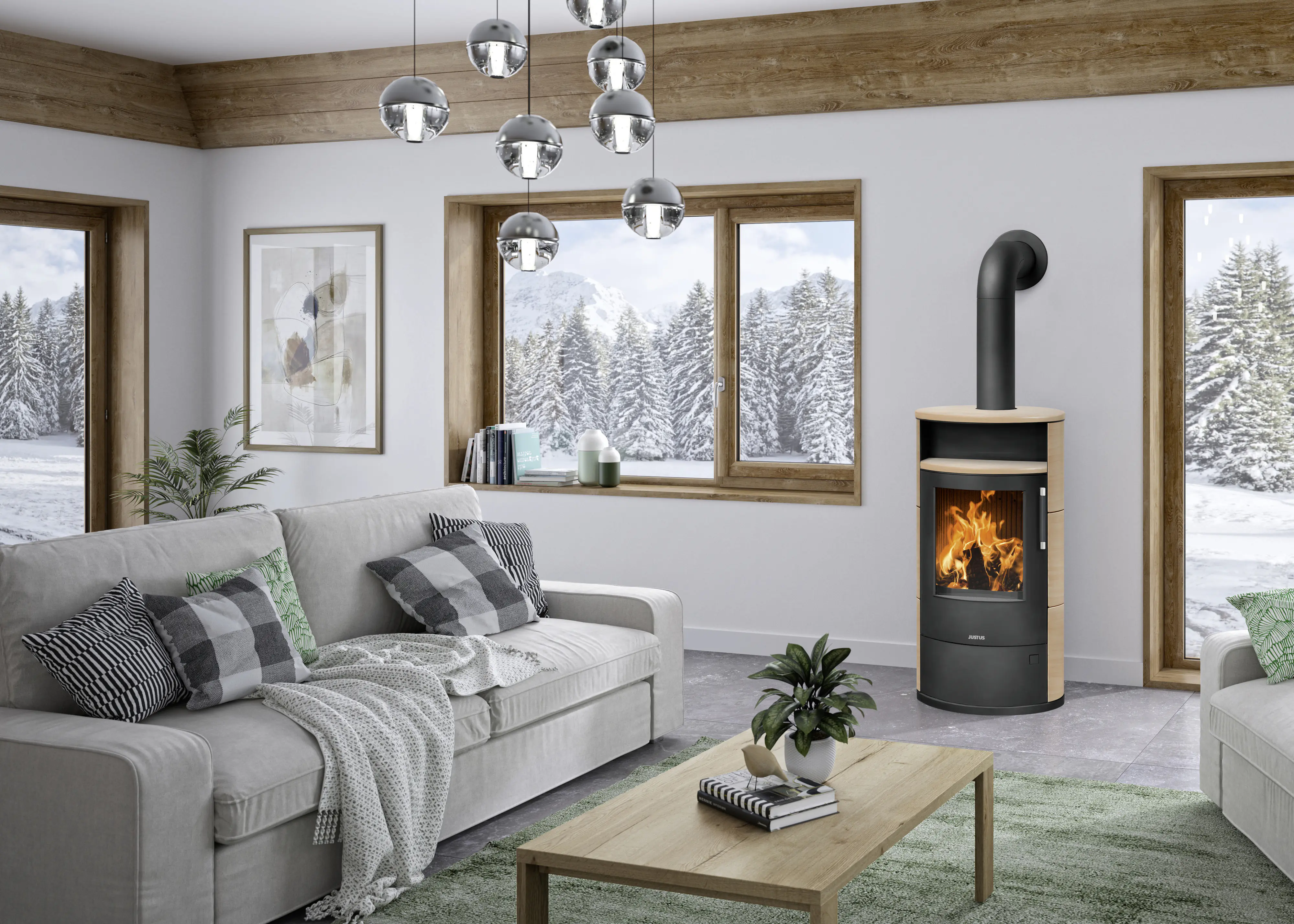 Justus Kaminofen Island 7 2.0 Keramik corretto 7 kW