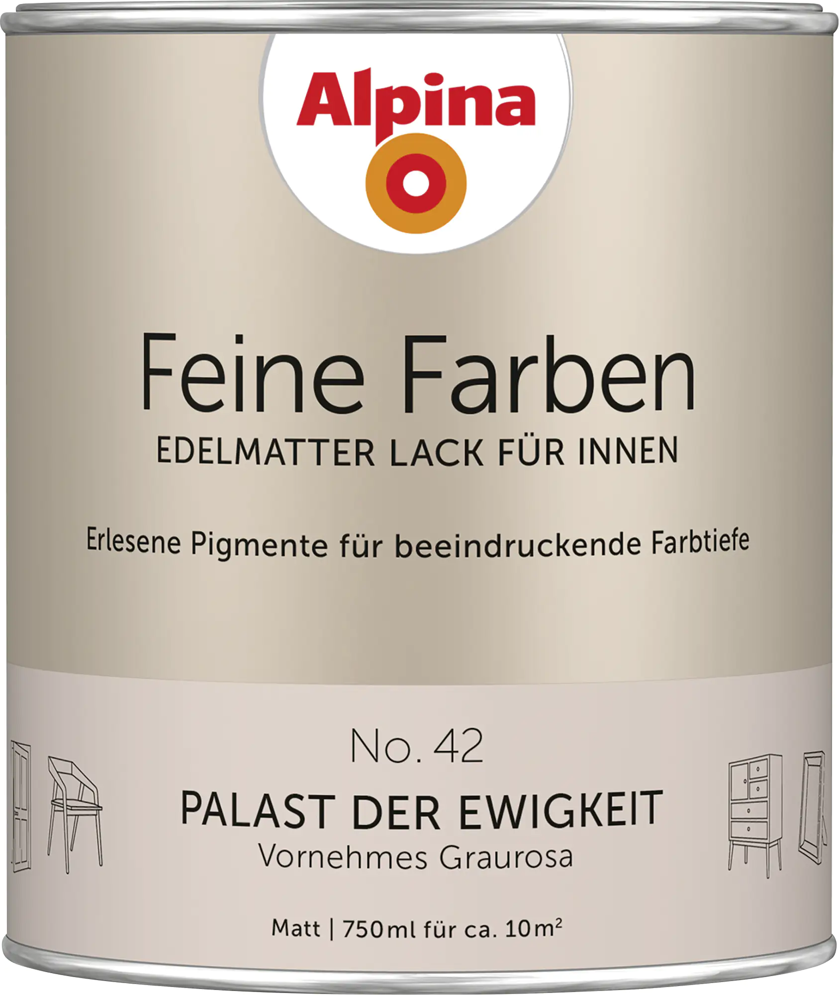Alpina Feine Farben Lack No. 42 Palast der Ewigkeit  graurosa edelmatt 750 ml Alpina Feine Farben Lack No. 42 Palast der Ewigkeit  graurosa edelmatt 750 ml