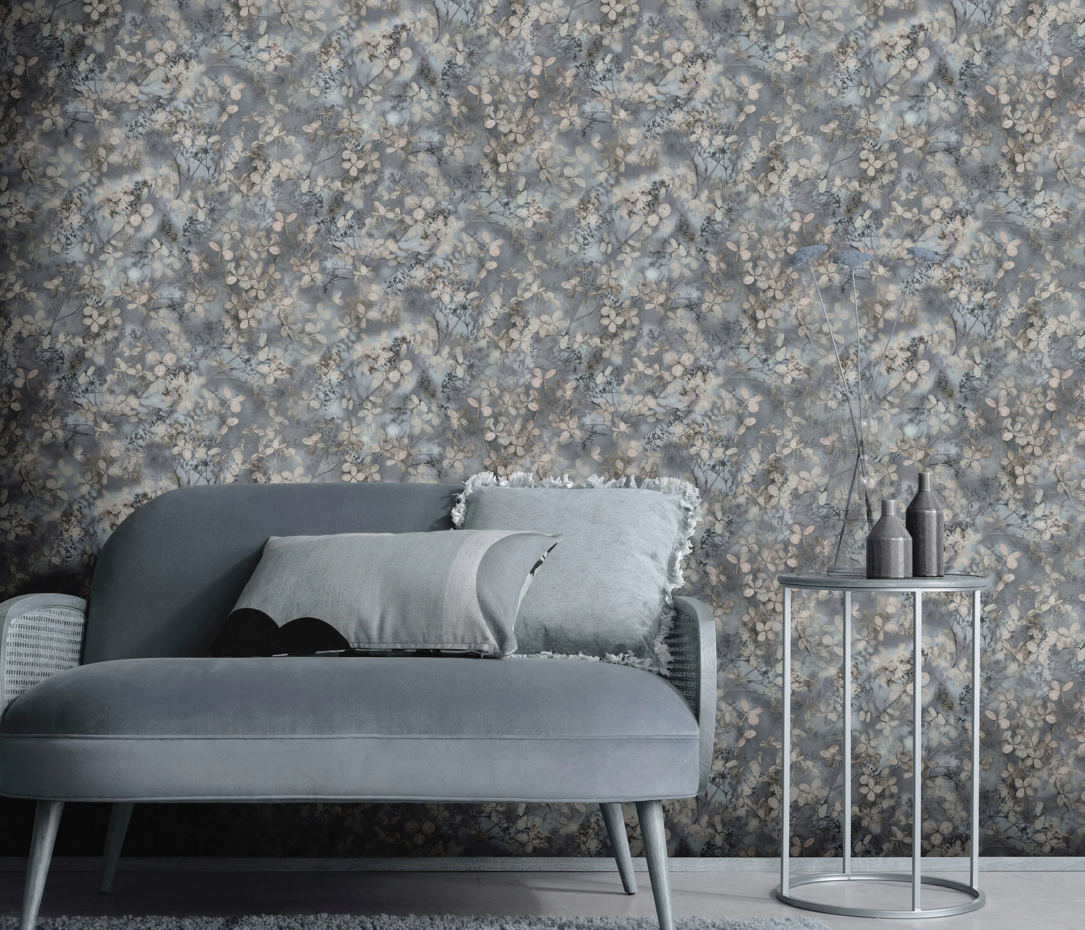 Erismann Vliestapete Floral Play of Light blau/grau 10,05 x 0,53 m