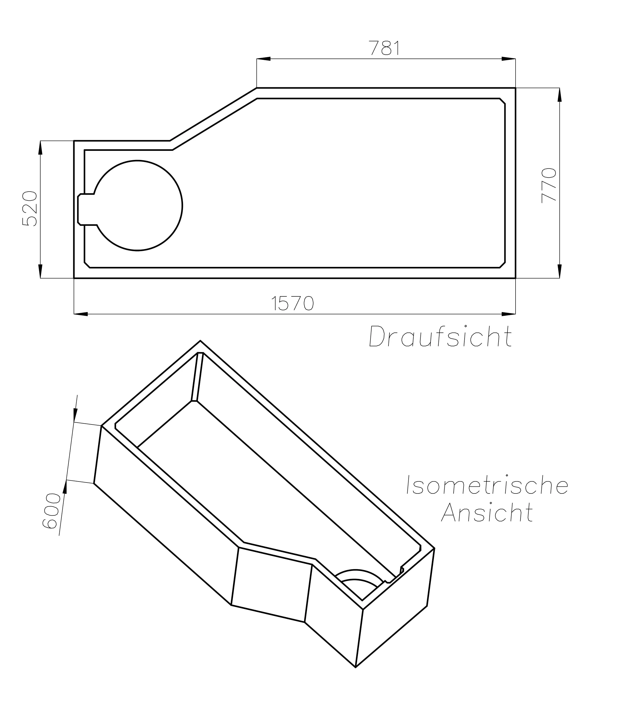 Ottofond Wannenträger Cello 1570 x 770 mm