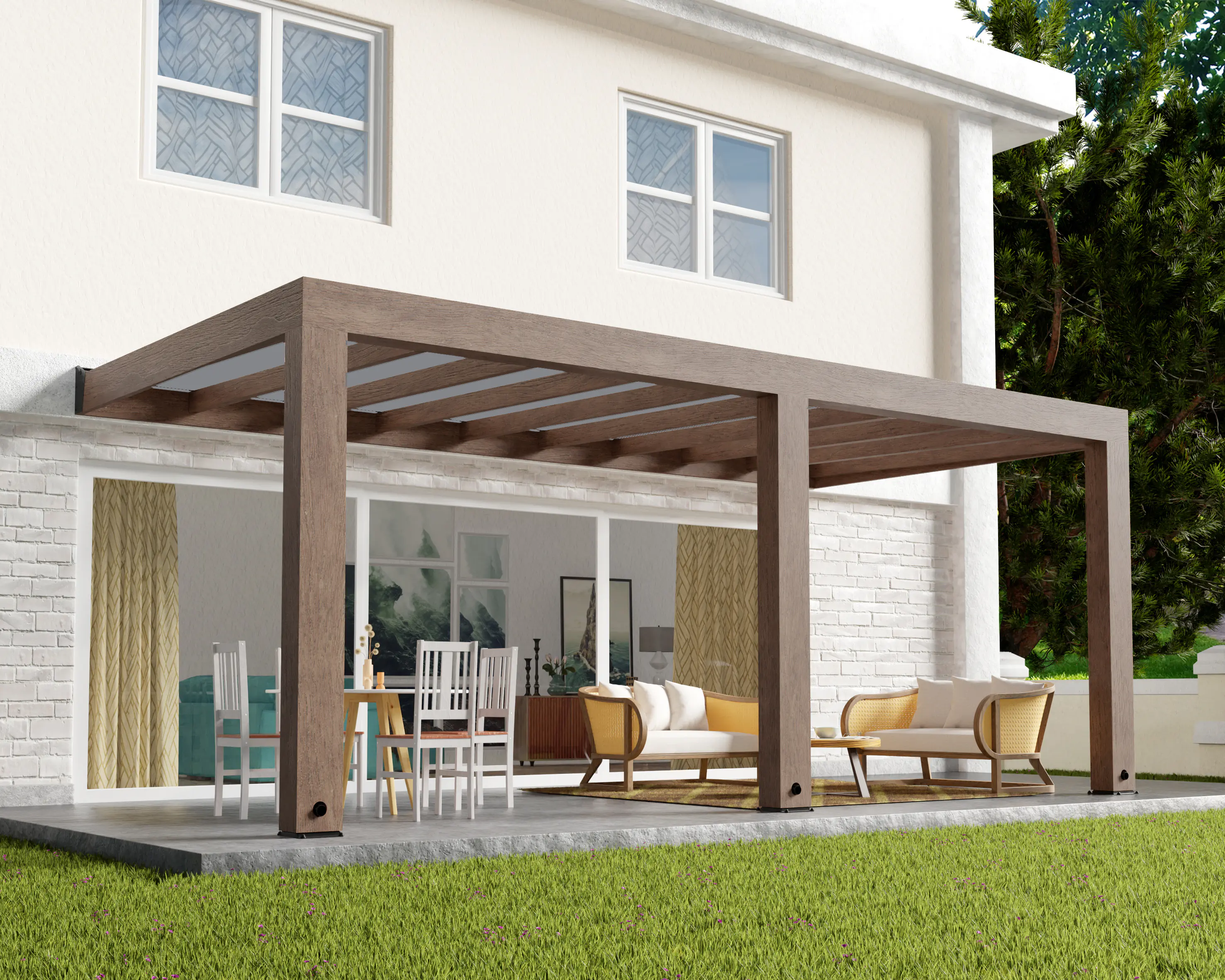 Canopia Terrassenüberdachung Helsinki Holz 600 x 294 cm braun