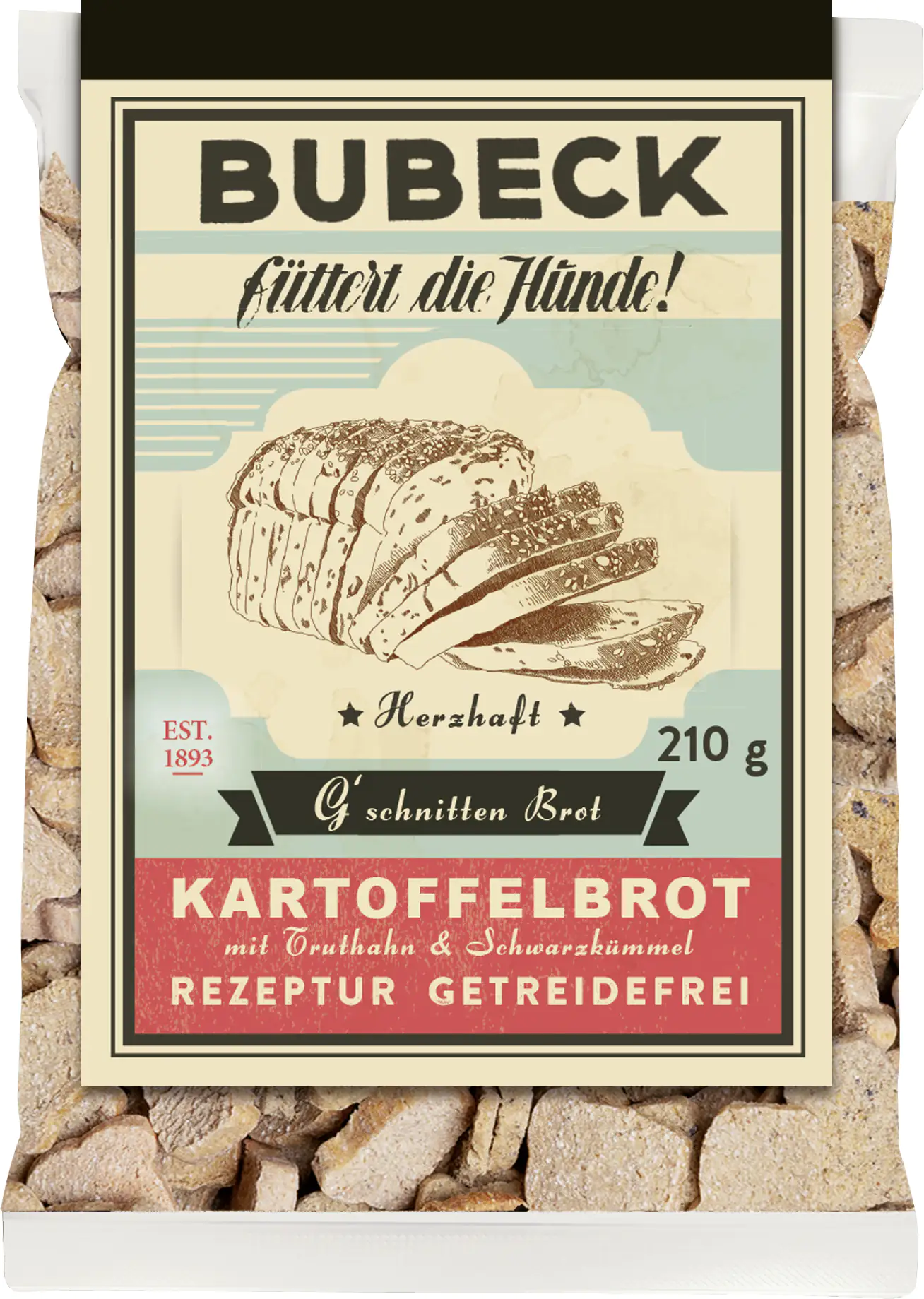 Bubeck G'schnitten Brot mit Truthahn Adult Hundekuchen 210 g Bubeck G'schnitten Brot mit Truthahn Adult Hundekuchen 210 g