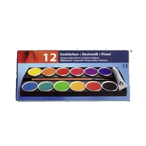 Deckfarbkasten mit 12 Farben