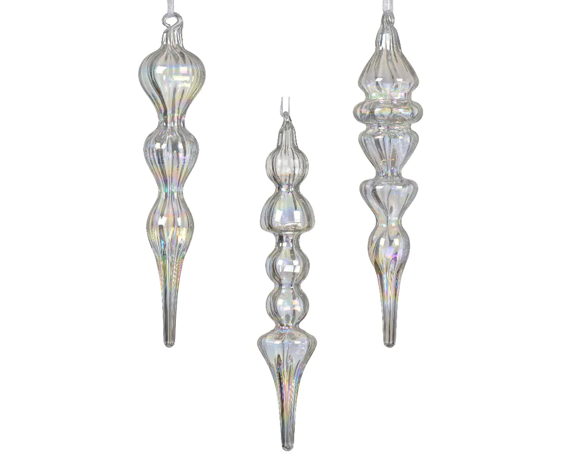 Kaemingk Weihnachtsbaumkugeln Glas transparent/ iris