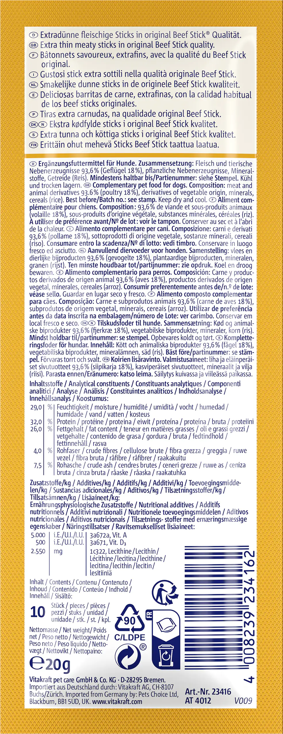 Vitakraft Beef Stick® School Geflügel 10 Stück / 20 g Vitakraft Beef Stick® School Geflügel 10 Stück / 20 g