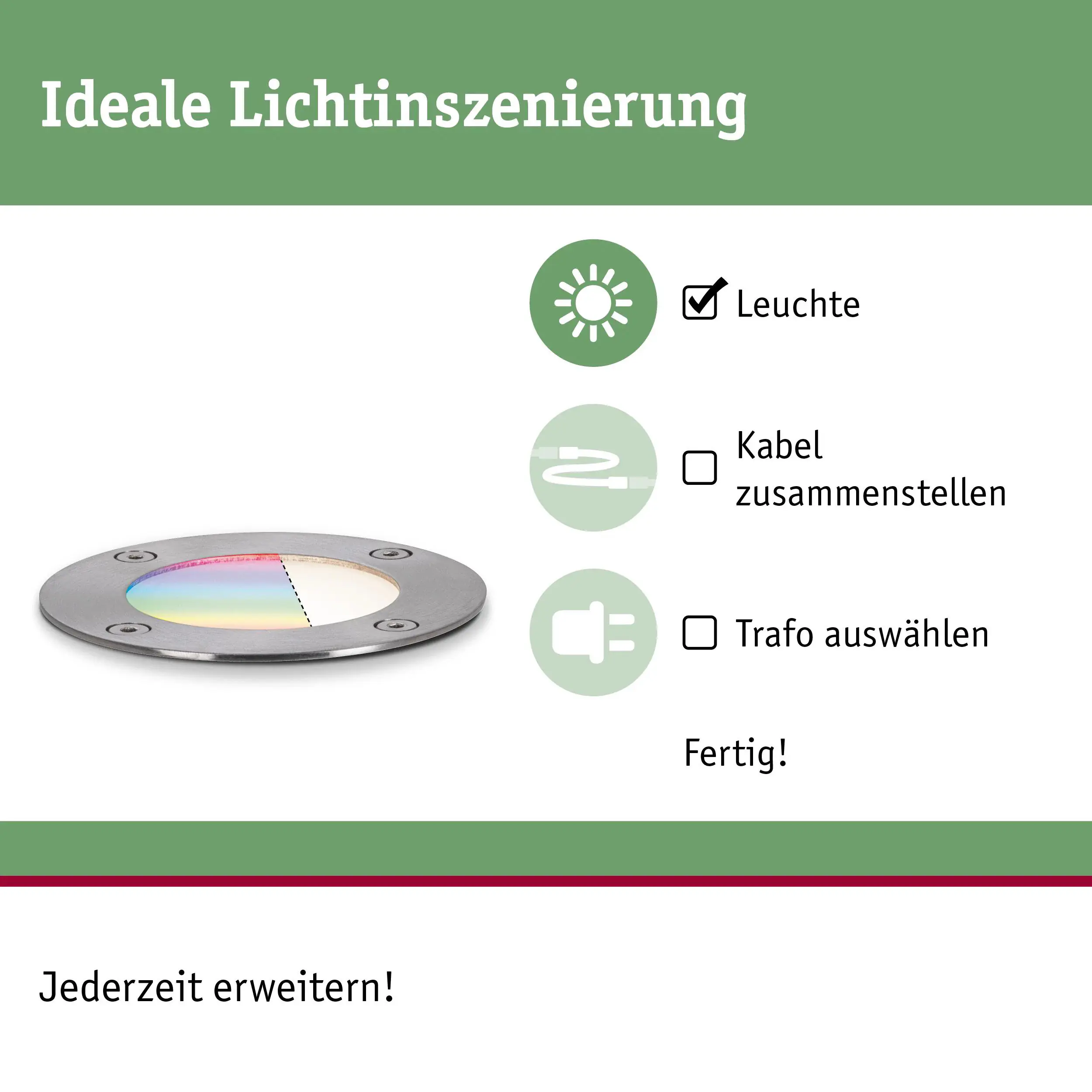 Paulmann LED-Einbauleuchte ZigBee Outdoor Plug & Shine silber dimmbar