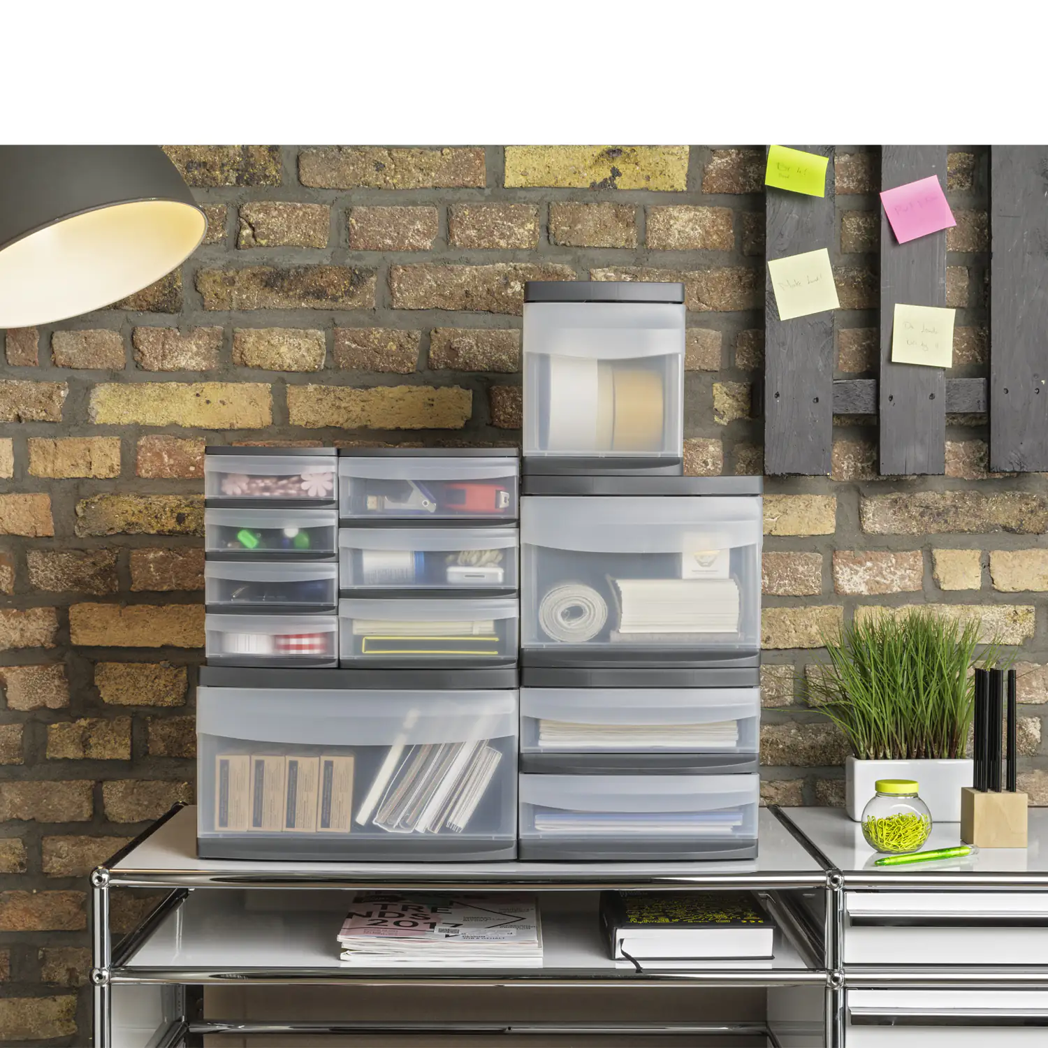 Rotho Schubladenbox Tower Systemix S 3 Schübe anthrazit