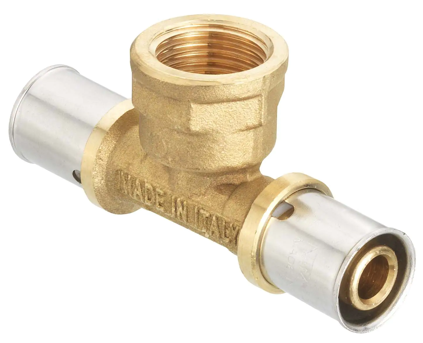 Cornat Press-T-Stück komplett Messing/Edelstahl, ø 16 mm, 1/2" IG