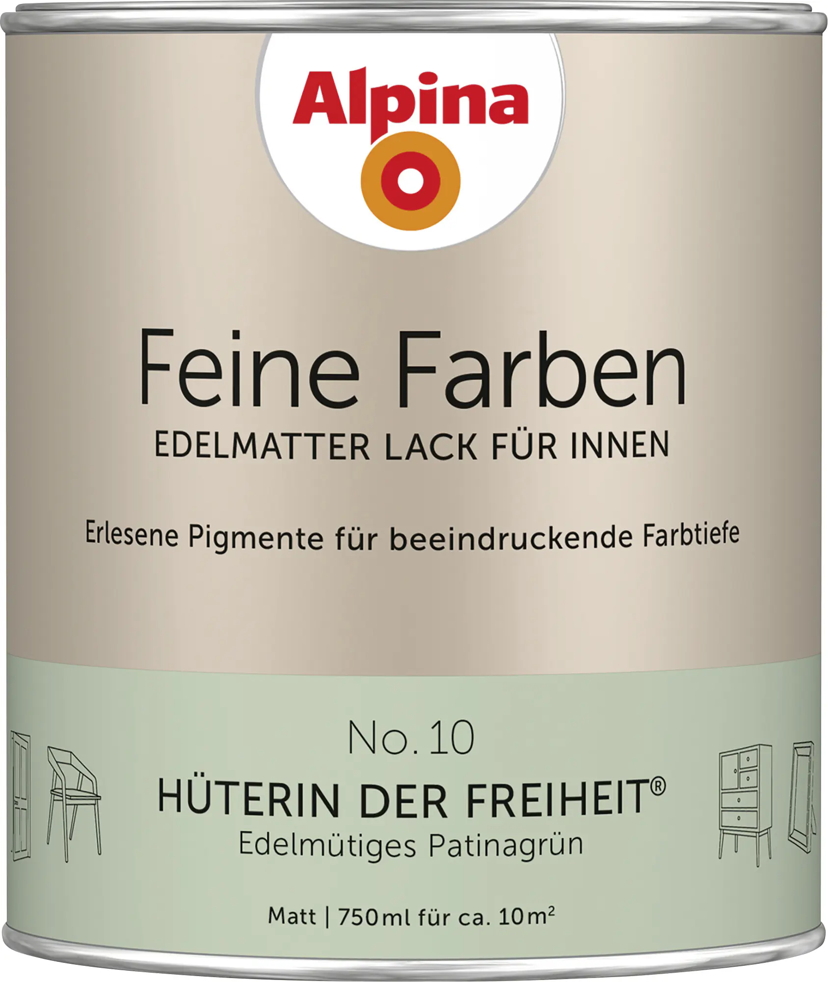 Alpina Feine Farben Lack No. 10 Hüterin der Freiheit - patinagrün 750 ml