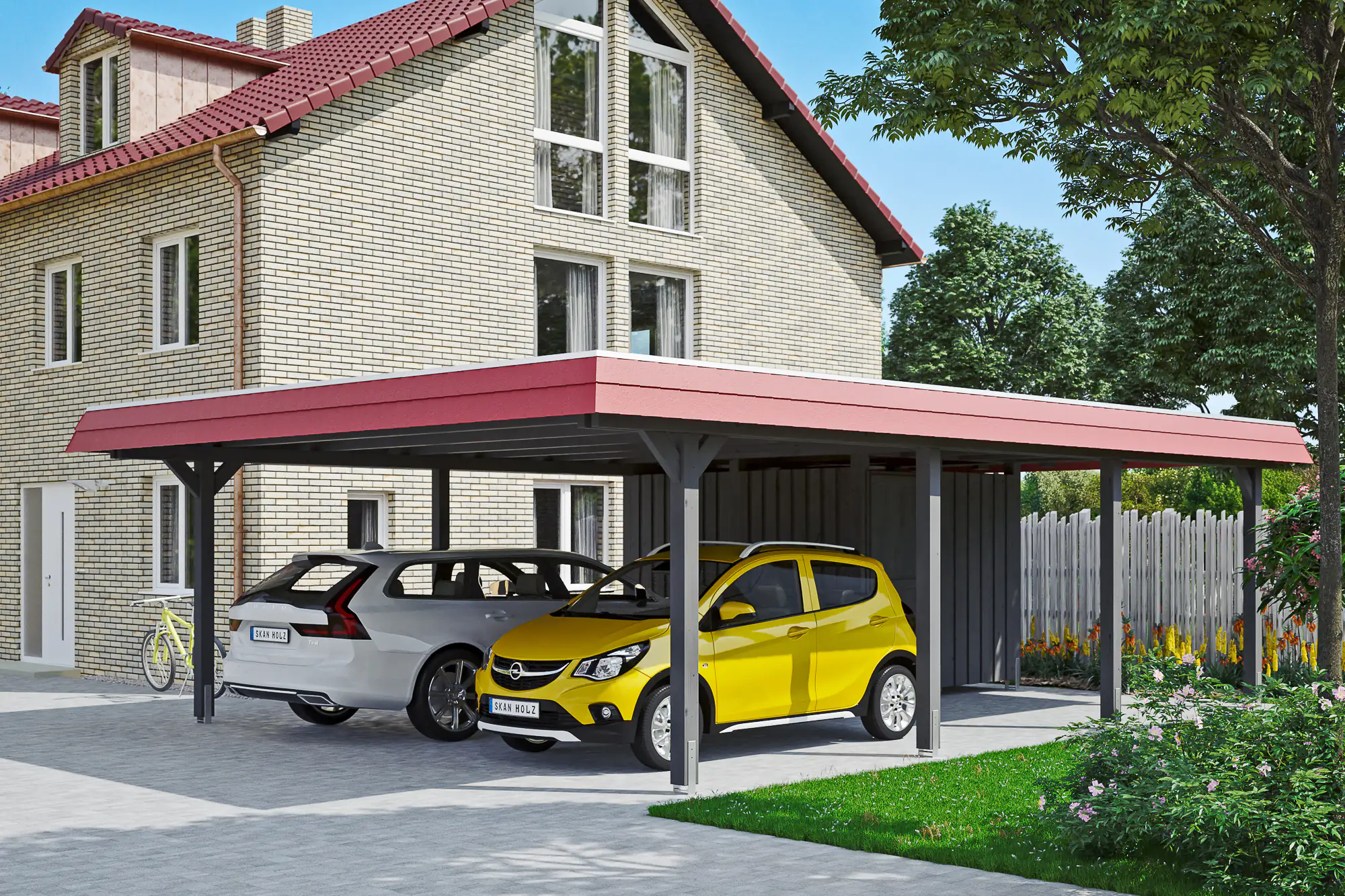 4018211032020 SKAN HOLZ Carport Wendland mit Abstellraum 630 x 879 cm mit EPDM-Dach