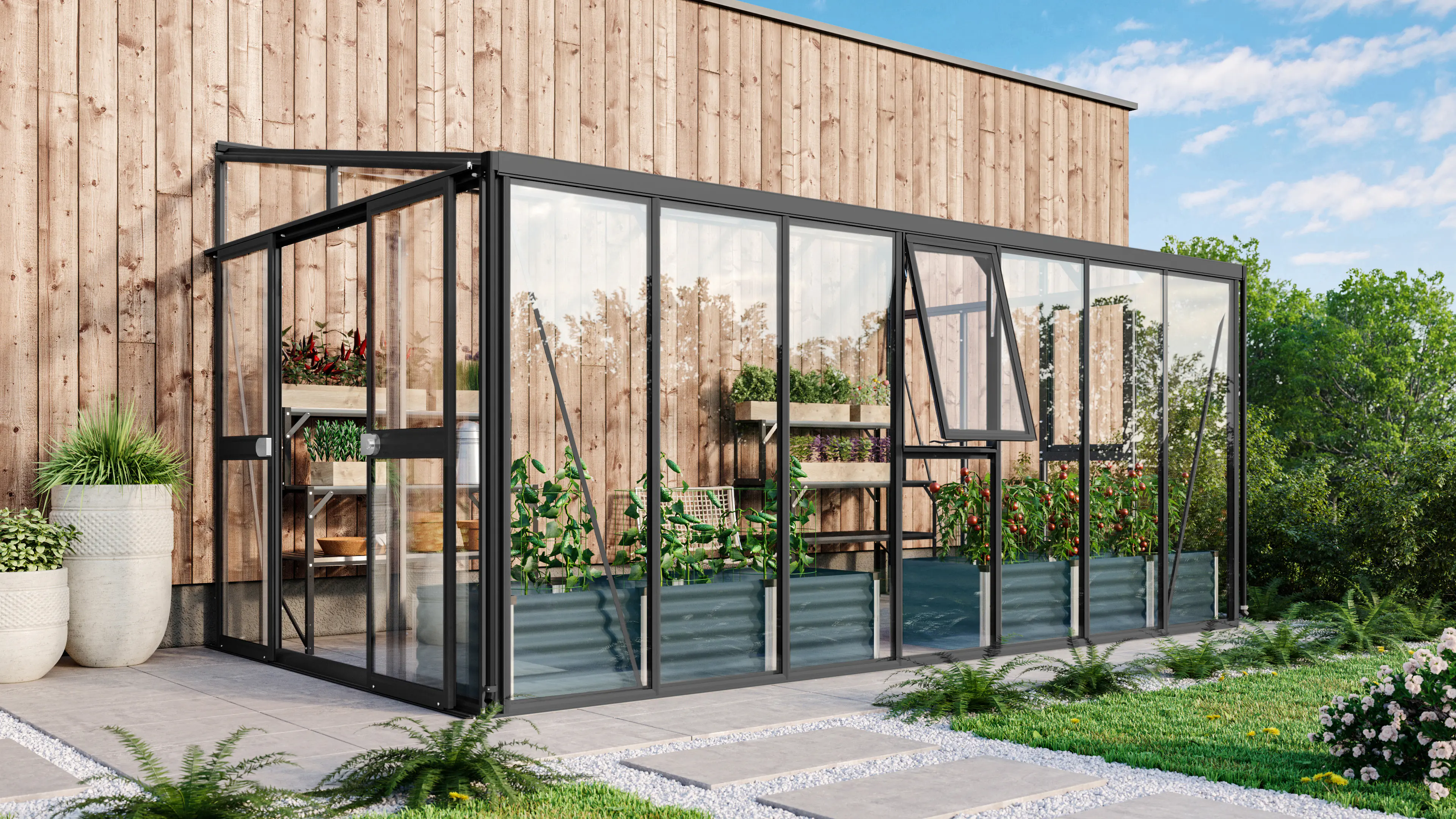 Vitavia Anlehngewächshaus Helena 11900 268 x 470 cm 3 mm Sicherheitsglas Vitavia Anlehngewächshaus Helena 11900 268 x 470 cm 3 mm Sicherheitsglas