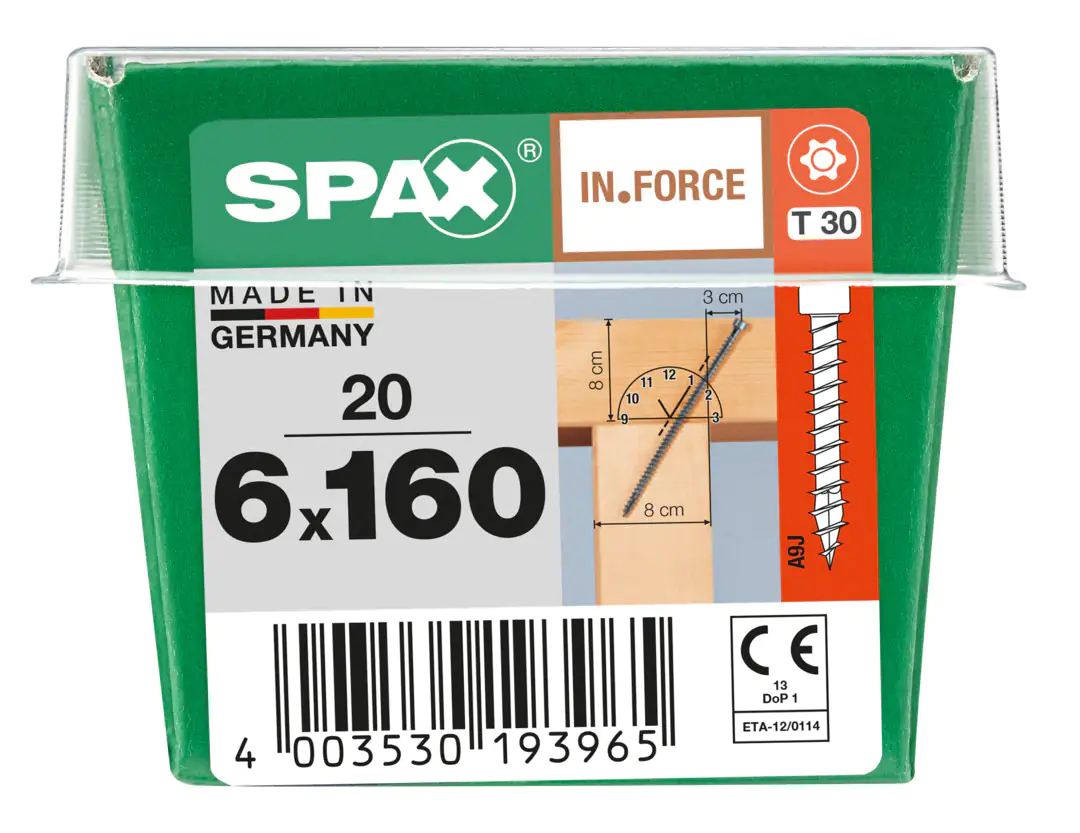 Spax Holzbauschrauben 6.0 x 160 mm TX 30 - 10 Stk. Spax Holzbauschrauben 6.0 x 160 mm TX 30 - 10 Stk.