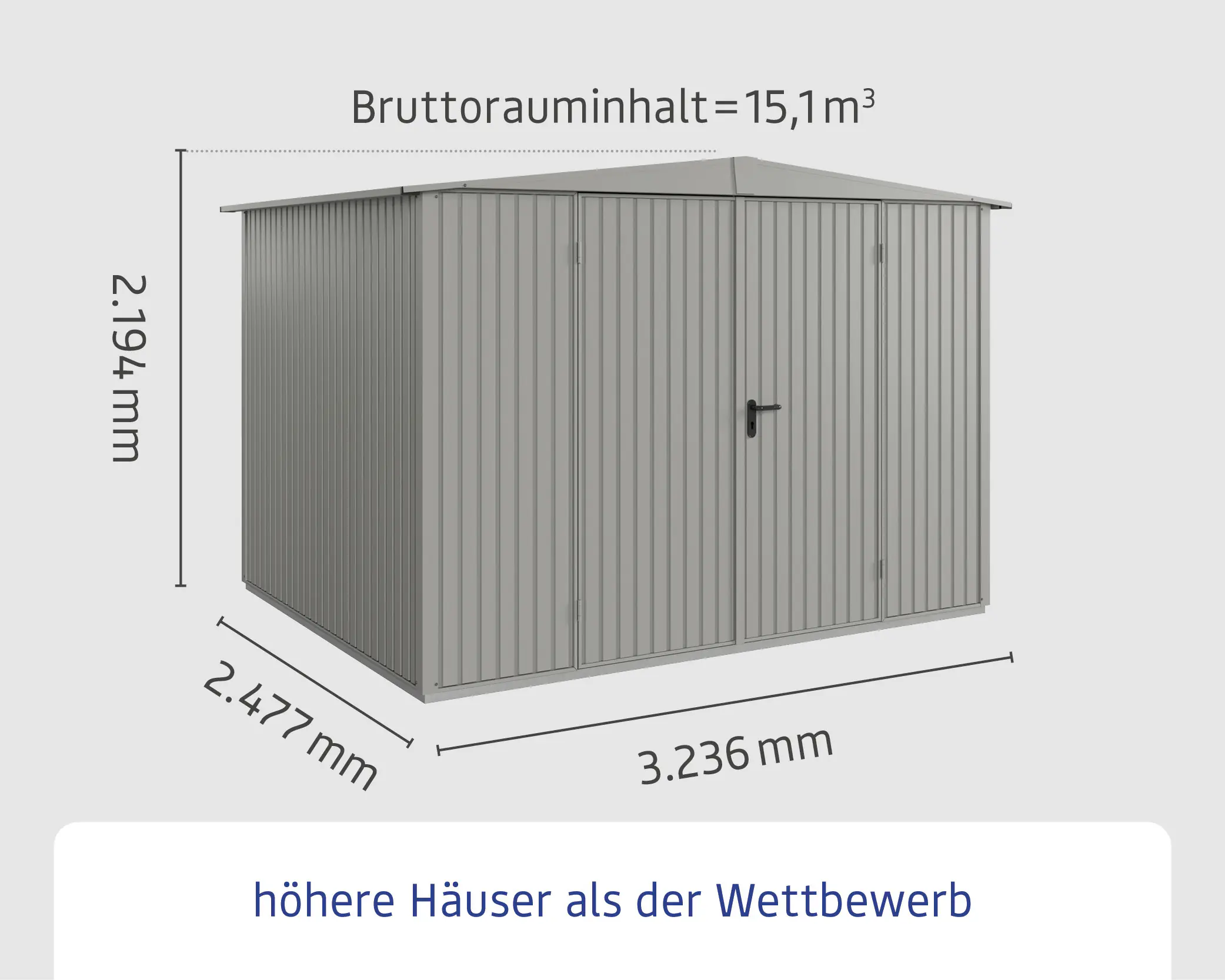EcoStar Gerätehaus Trend-S Typ 3 323,6 x 247,7 x 219,4 cm graualuminium