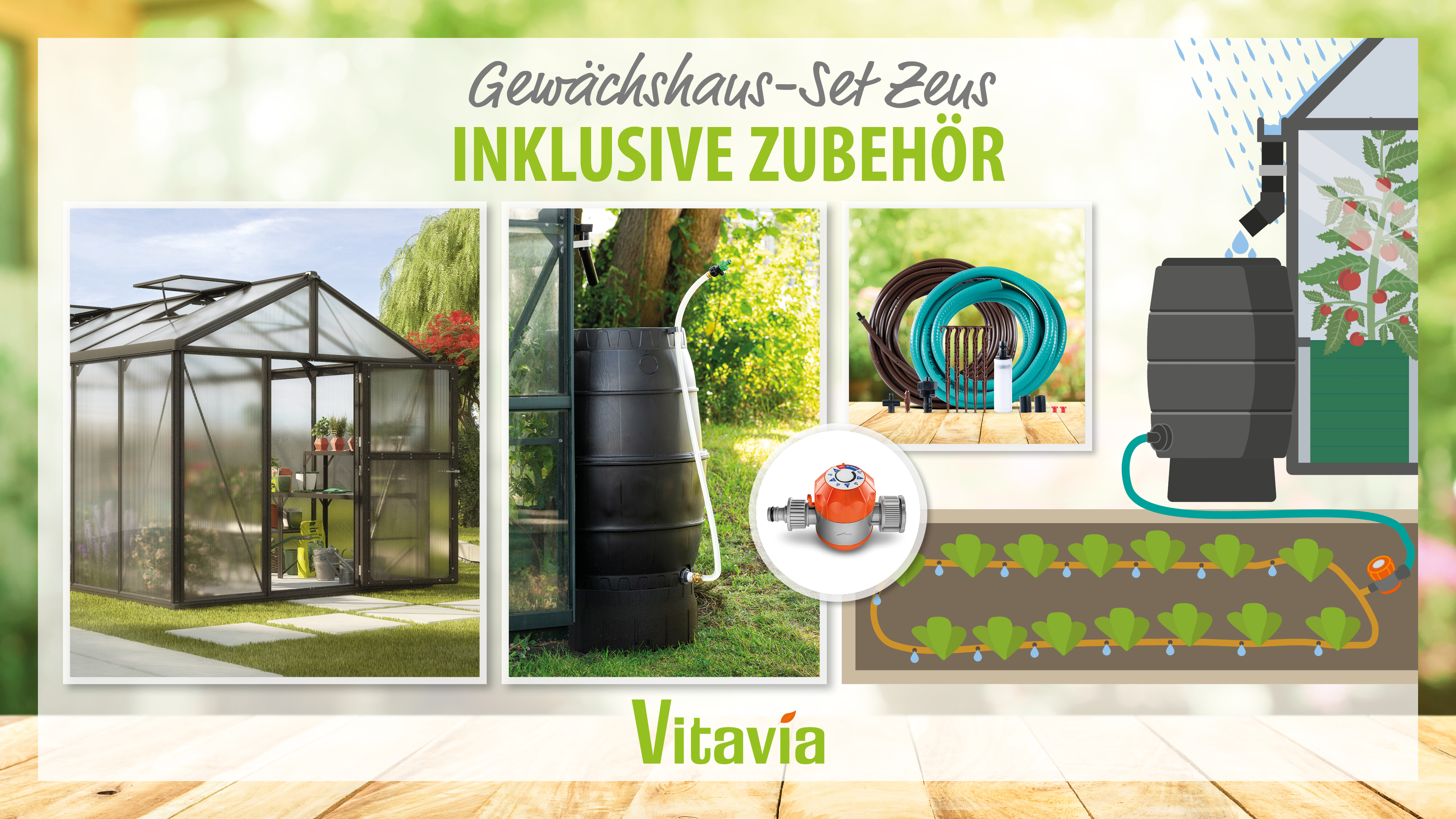 Vitavia Gewächshaus-Set Zeus 11900 HKP 16 mm schwarz 266 x 473 cm 