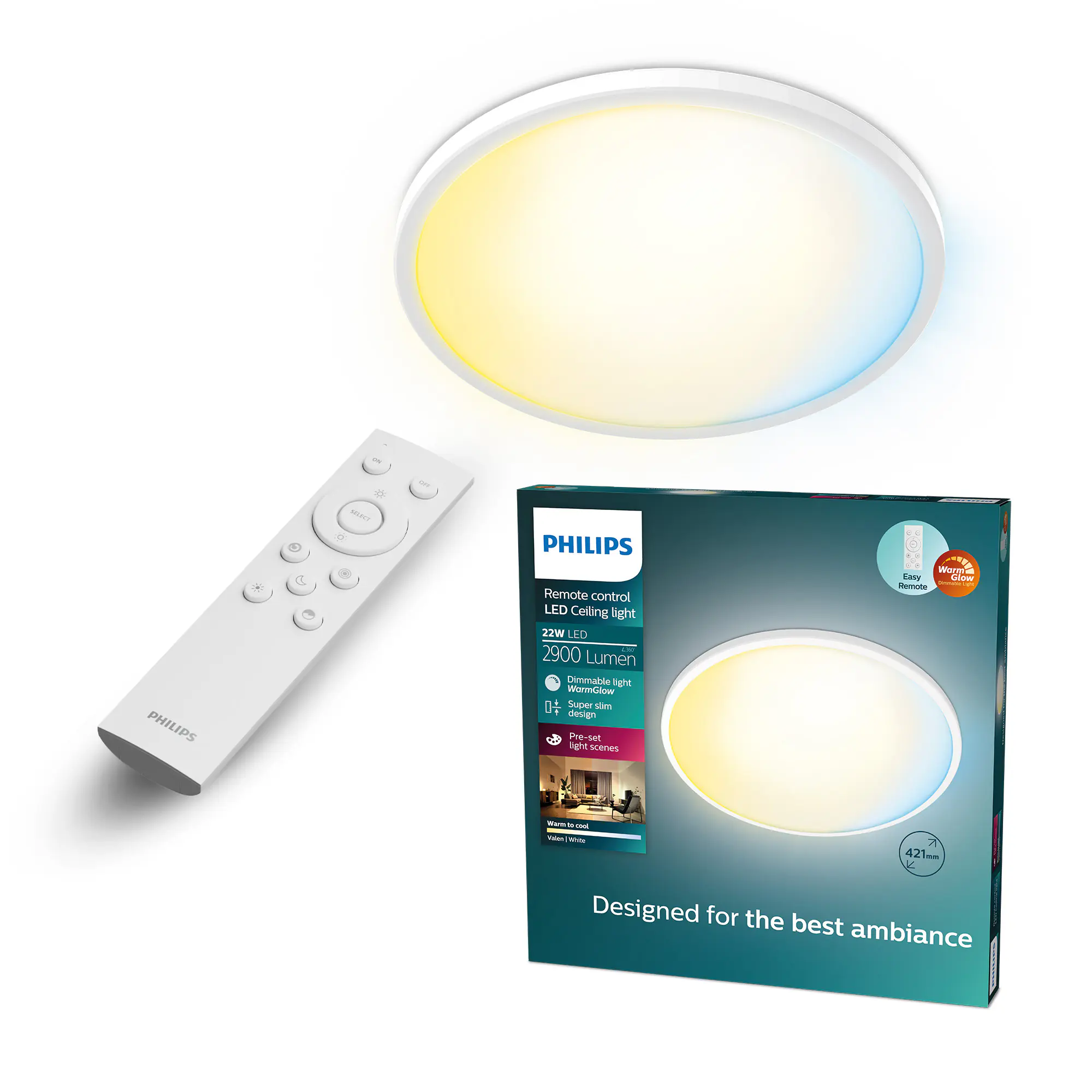 Philips LED Deckenleuchte Valen weiß Ø 42 x 2 cm warmweiß-kaltweiß dimmbar Philips LED Deckenleuchte Valen weiß Ø 42 x 2 cm warmweiß-kaltweiß dimmbar