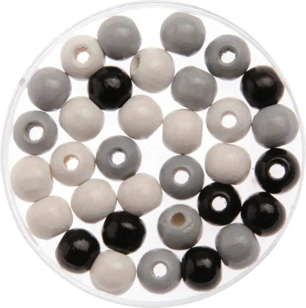 Glorex Holzperle schwarz / grau / weiß 12 mm