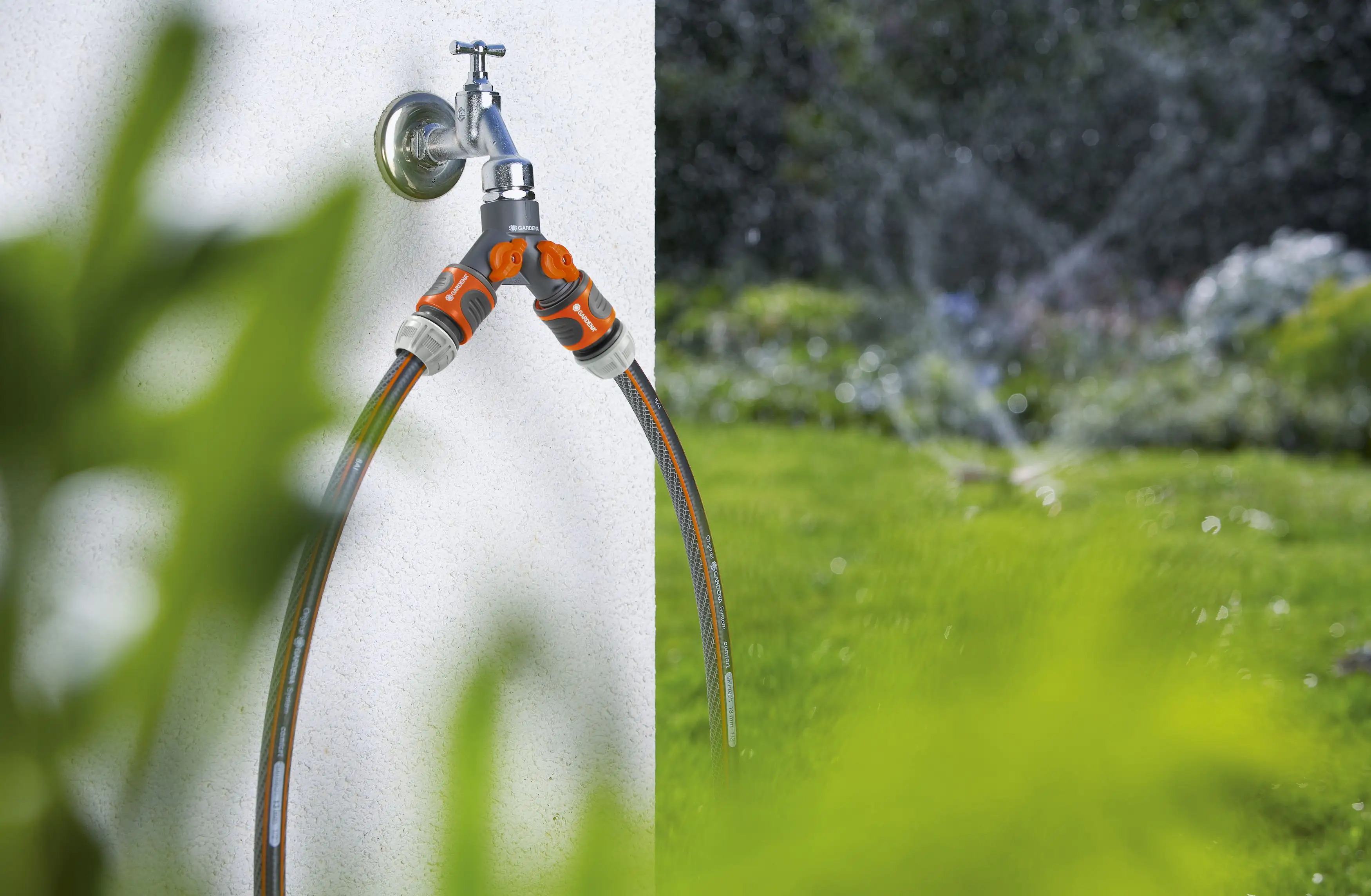 Gardena 2-Wege-Ventil für 1/2" Wasserhahn mit 3/4" Gewinde