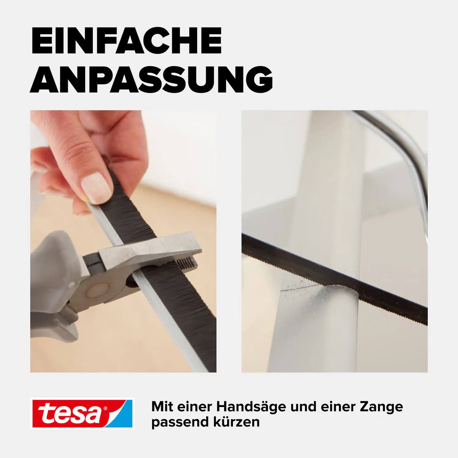 tesa Moll Türdichtschiene Standard weiß, für Textilböden, für Spalten bis 15 mm
