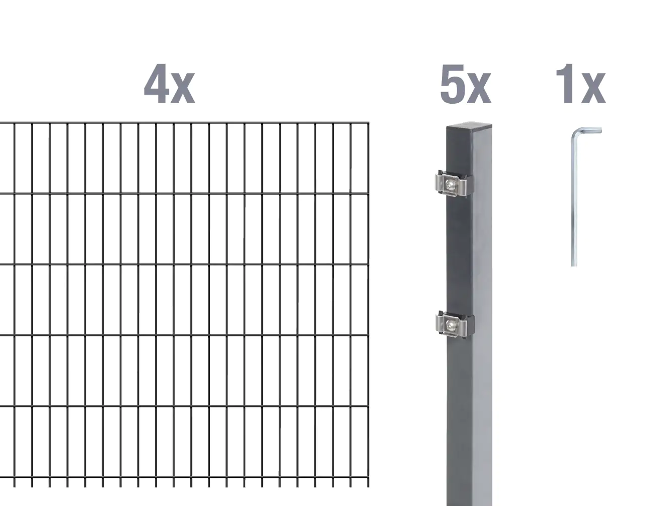 Alberts Doppelstabmatten-Grundset 8 m 200 x 140 cm 6/5/6 anthrazit