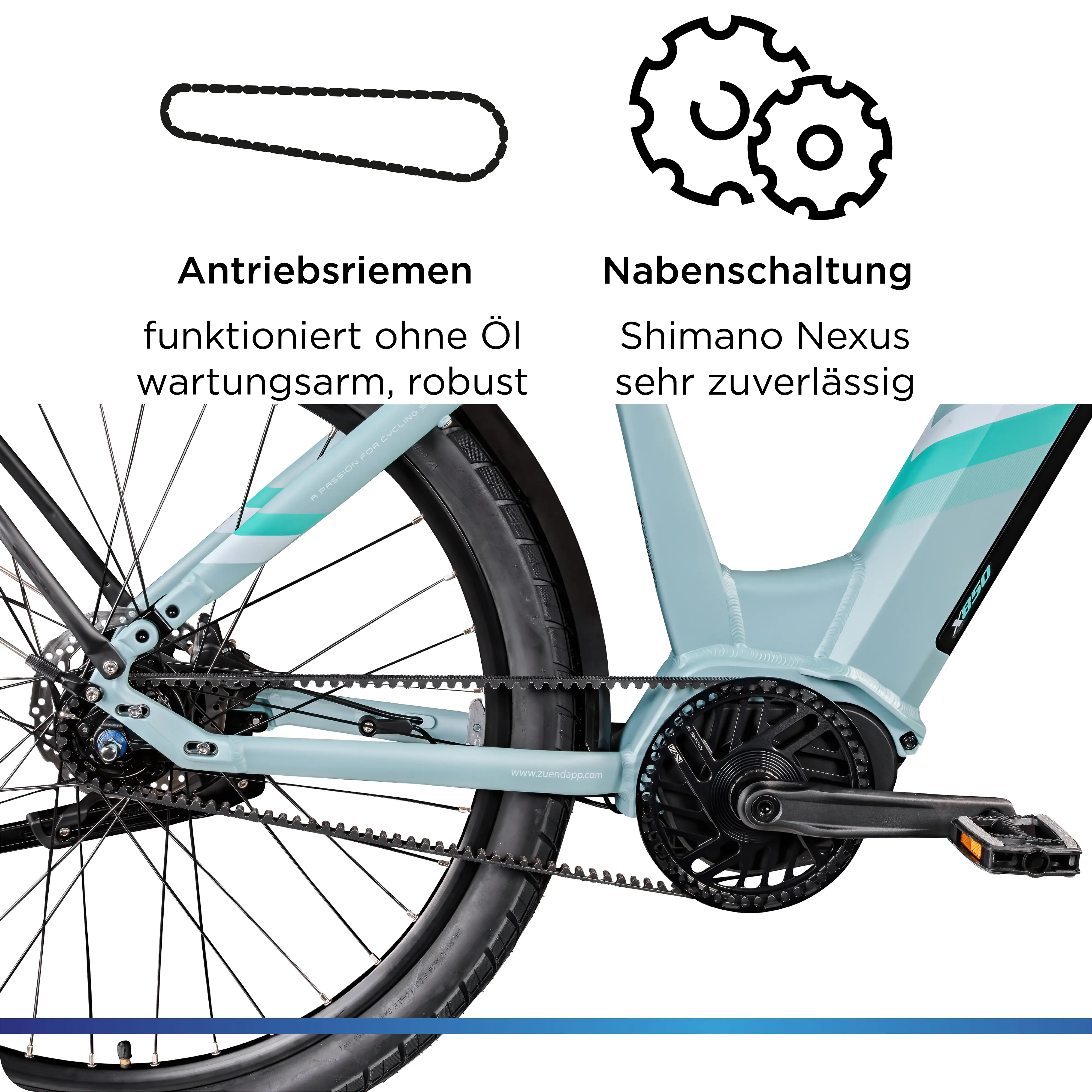 Zündapp E-Bike Trekking X850 Tiefeinsteiger 27,5 Zoll 7-Gang 550 Wh seeblau 