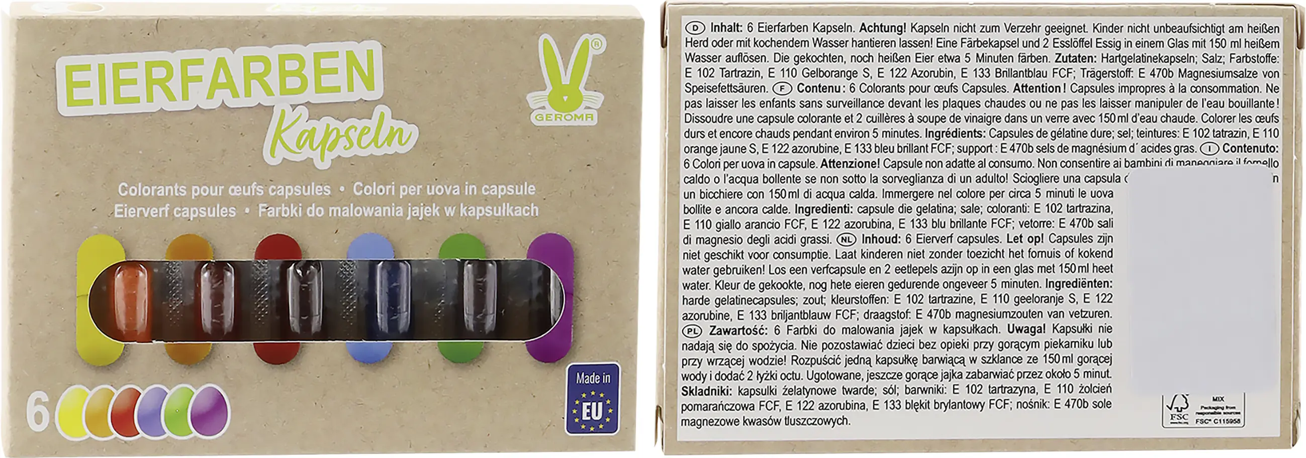 Eierfarben Flüssigkapseln zum Heißfärben 6 Farben