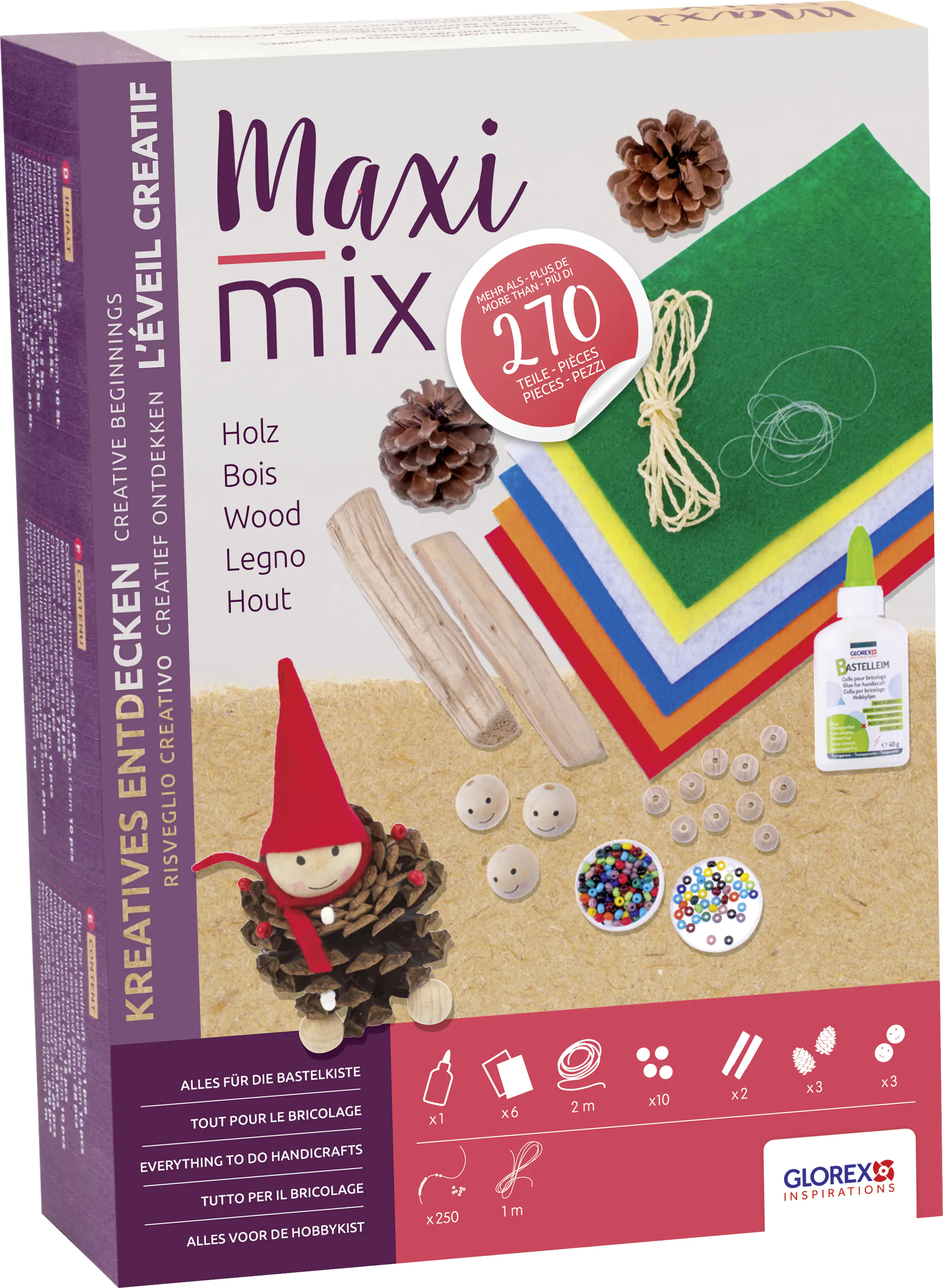 Glorex Bastelpackung Creativ Maxi Mix Naturholz