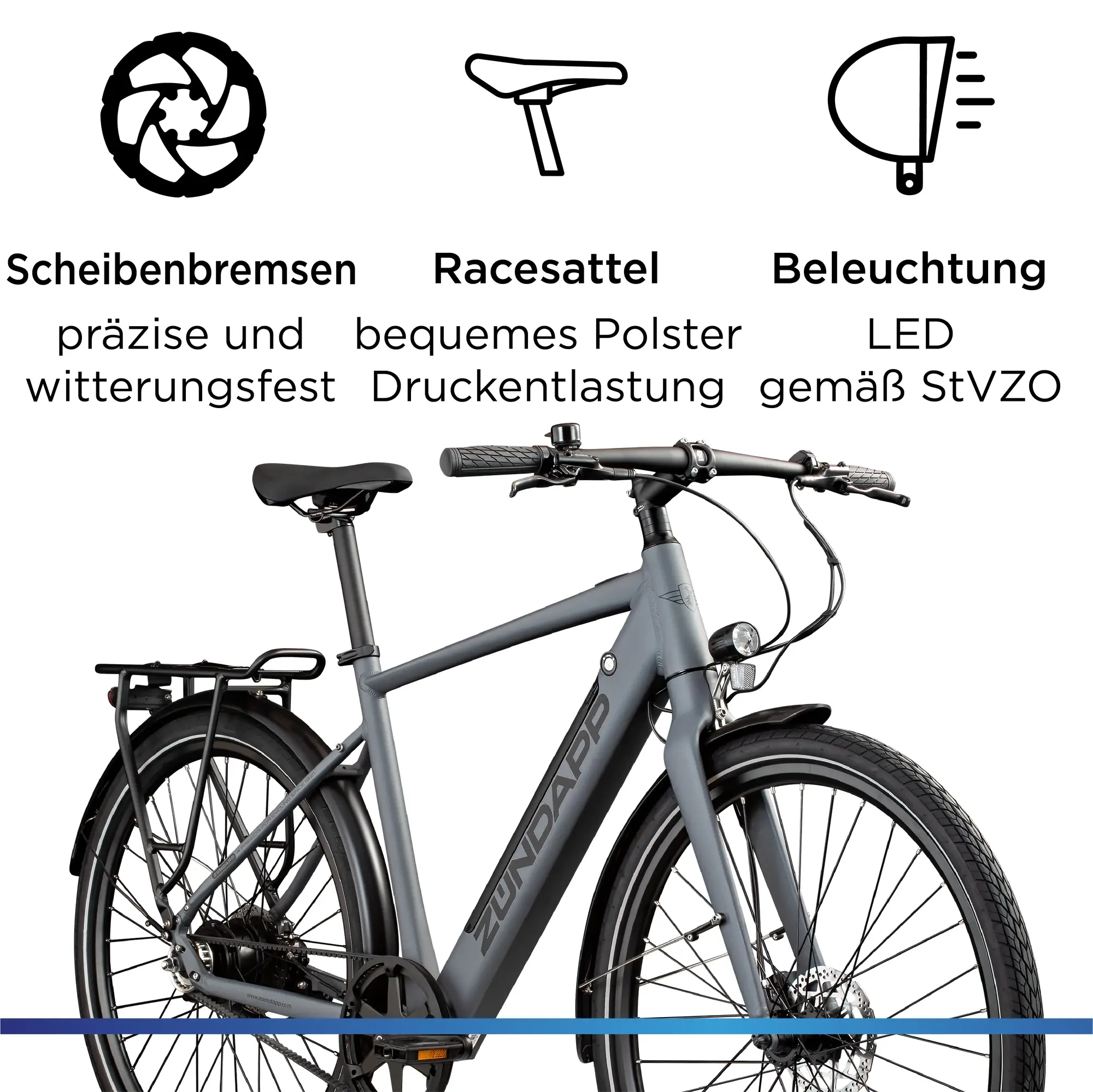 Zündapp E-Bike Urban Singlespeed Z7 28 Zoll 380 Wh anthrazit