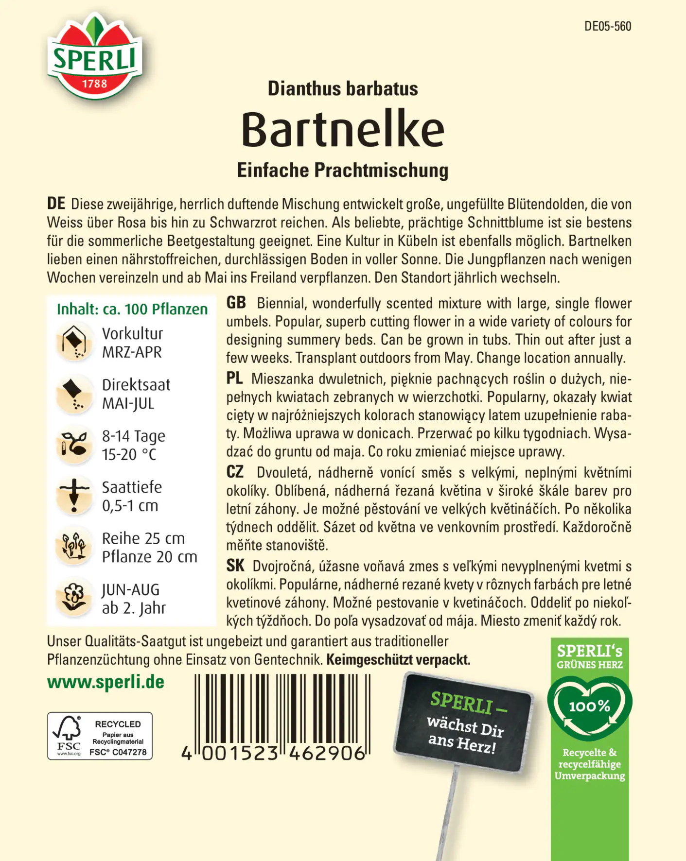 Sperli Bartnelke Einfache Prachtmischung