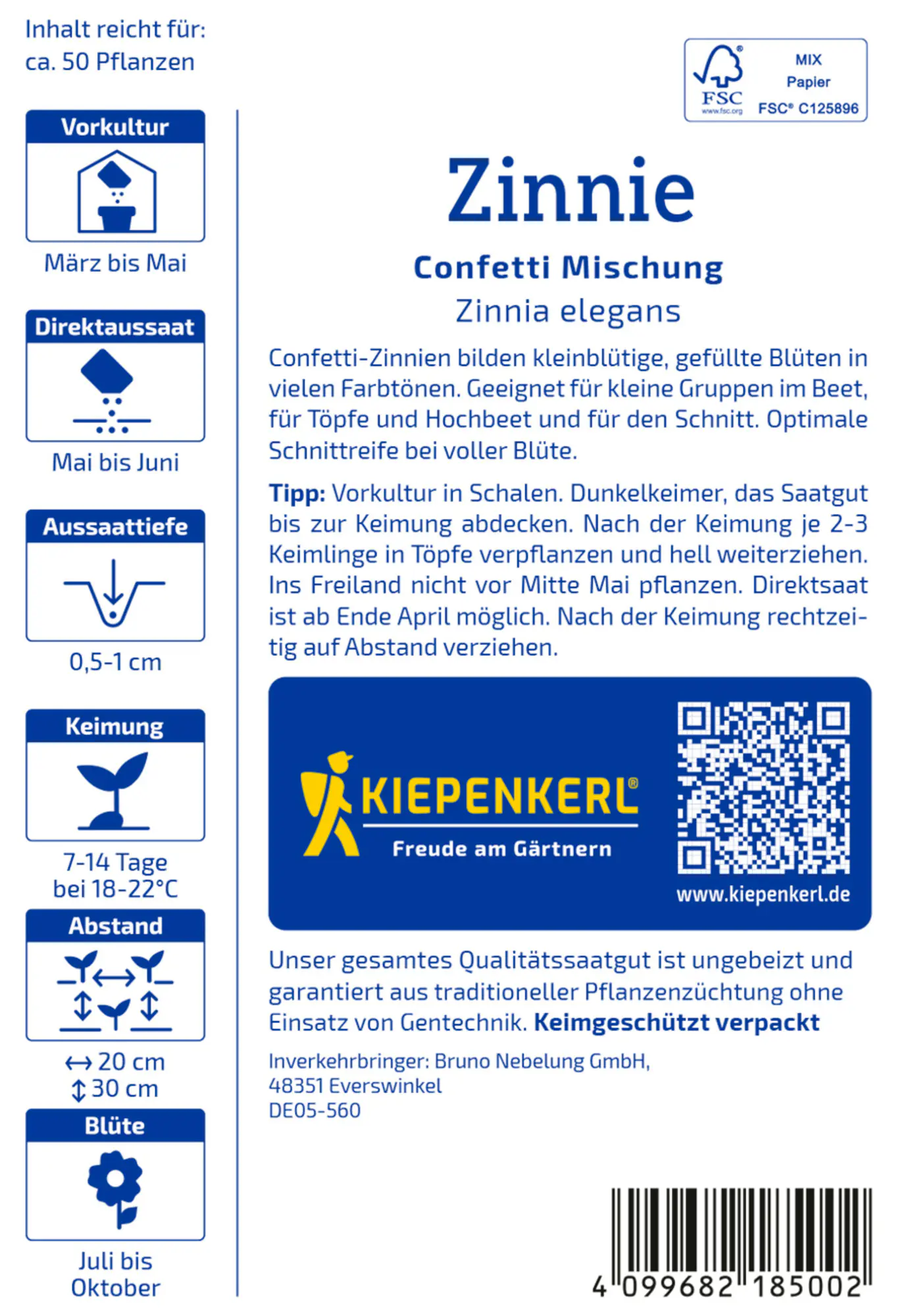 Kiepenkerl Saatgut Zinnien Confetti Mischung für ca. 50 Pflanzen