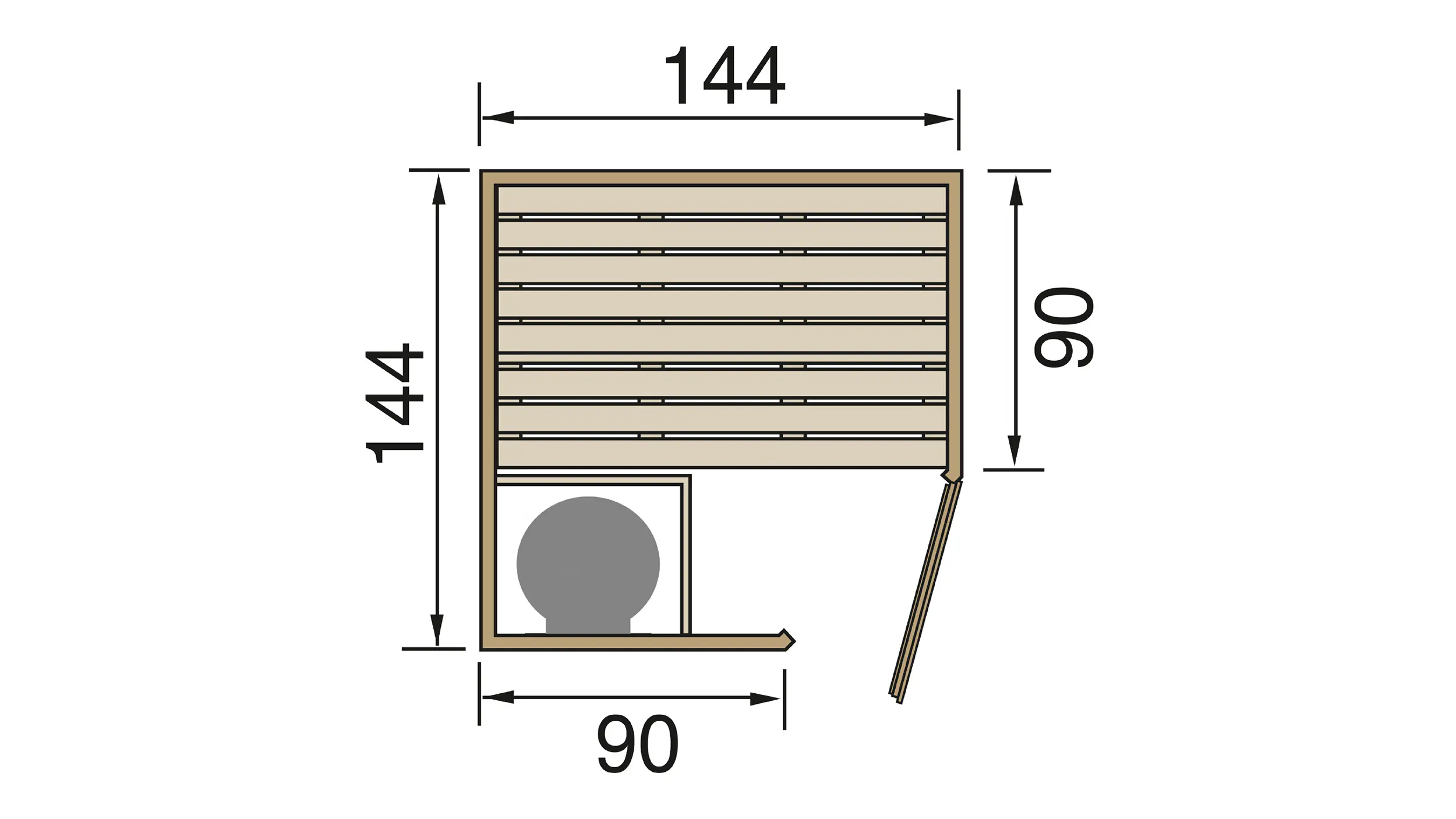 Weka Element-Ecksauna Kiruna 1 mit Glastür und Kompakt BioS Saunaofen