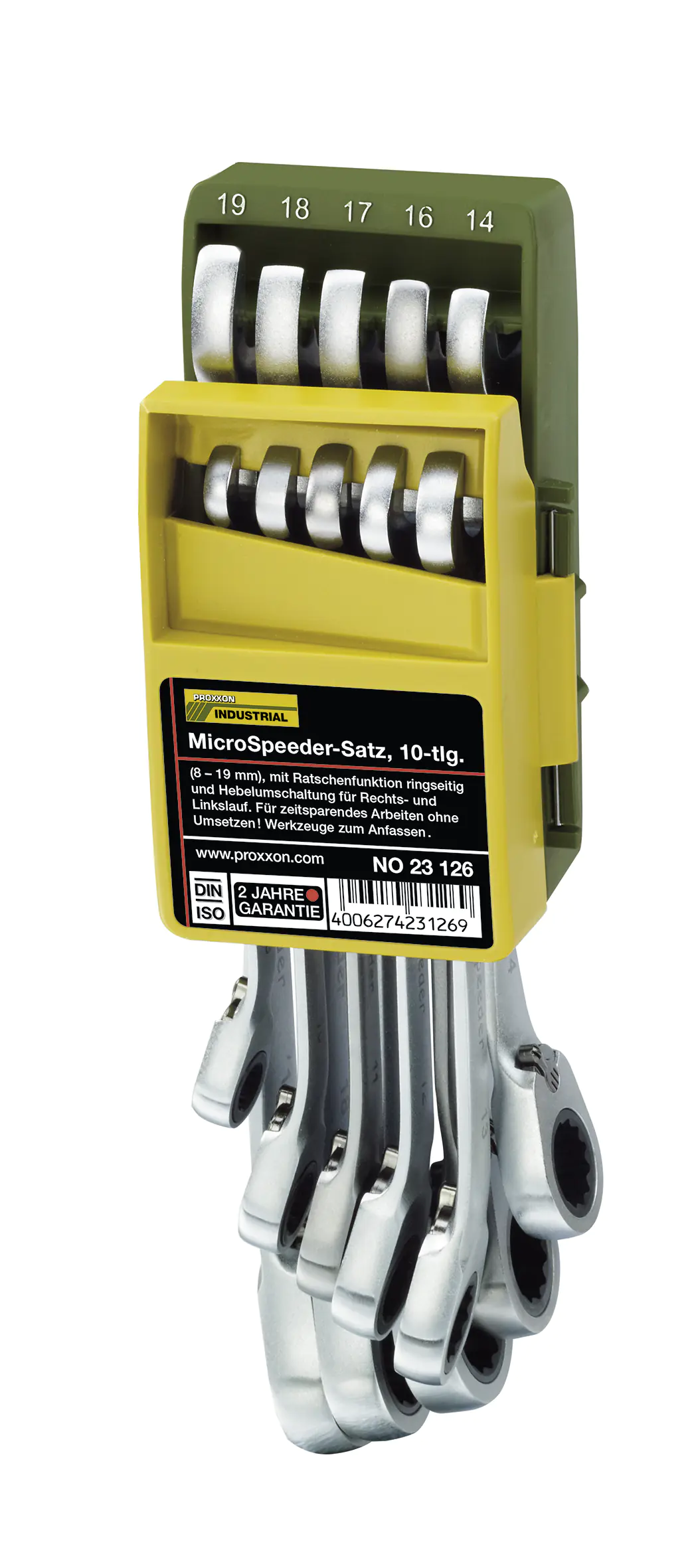 Proxxon Ring-Maul-Schlüssel-Satz MicroSpeeder im Klapphalter 8 - 19 mm 10-teilig