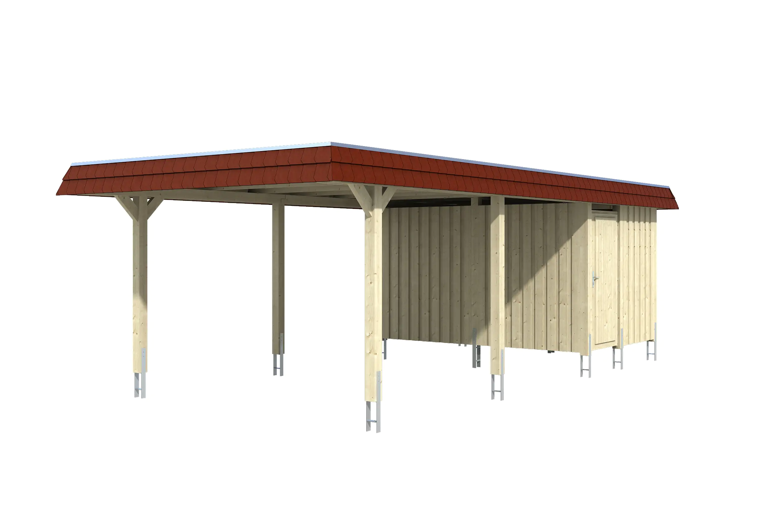 4018211024162_02 SKAN HOLZ Carport Wendland mit Abstellraum 409 x 870 cm cm mit Aludach