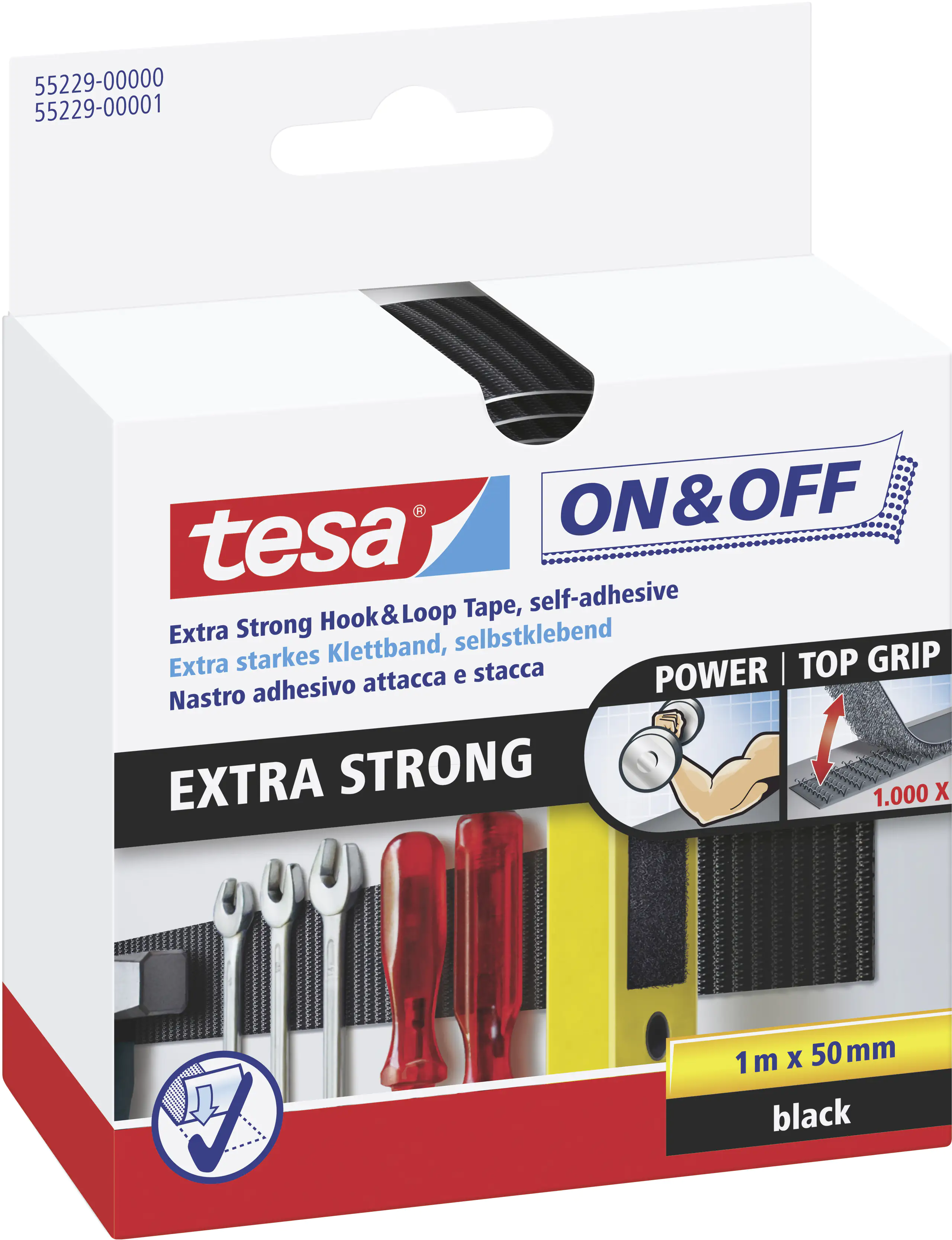tesa Klettband On & Off 1 m x 50 mm, schwarz tesa Klettband On & Off 1 m x 50 mm, schwarz