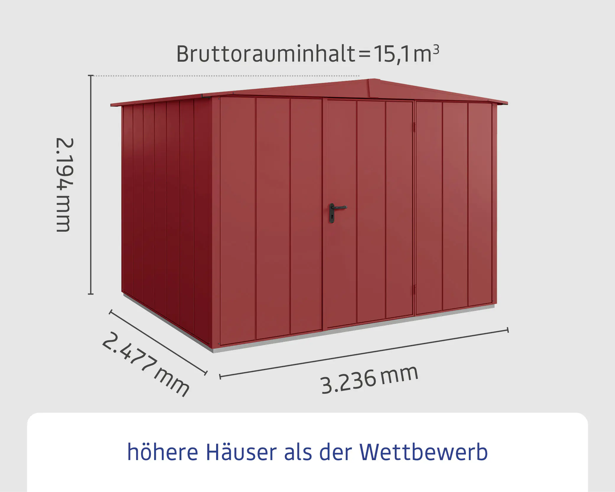 EcoStar Gerätehaus Elegant-S Typ 3 purpurrot 1 flg 323,6 x 247,7 x 219,4 cm