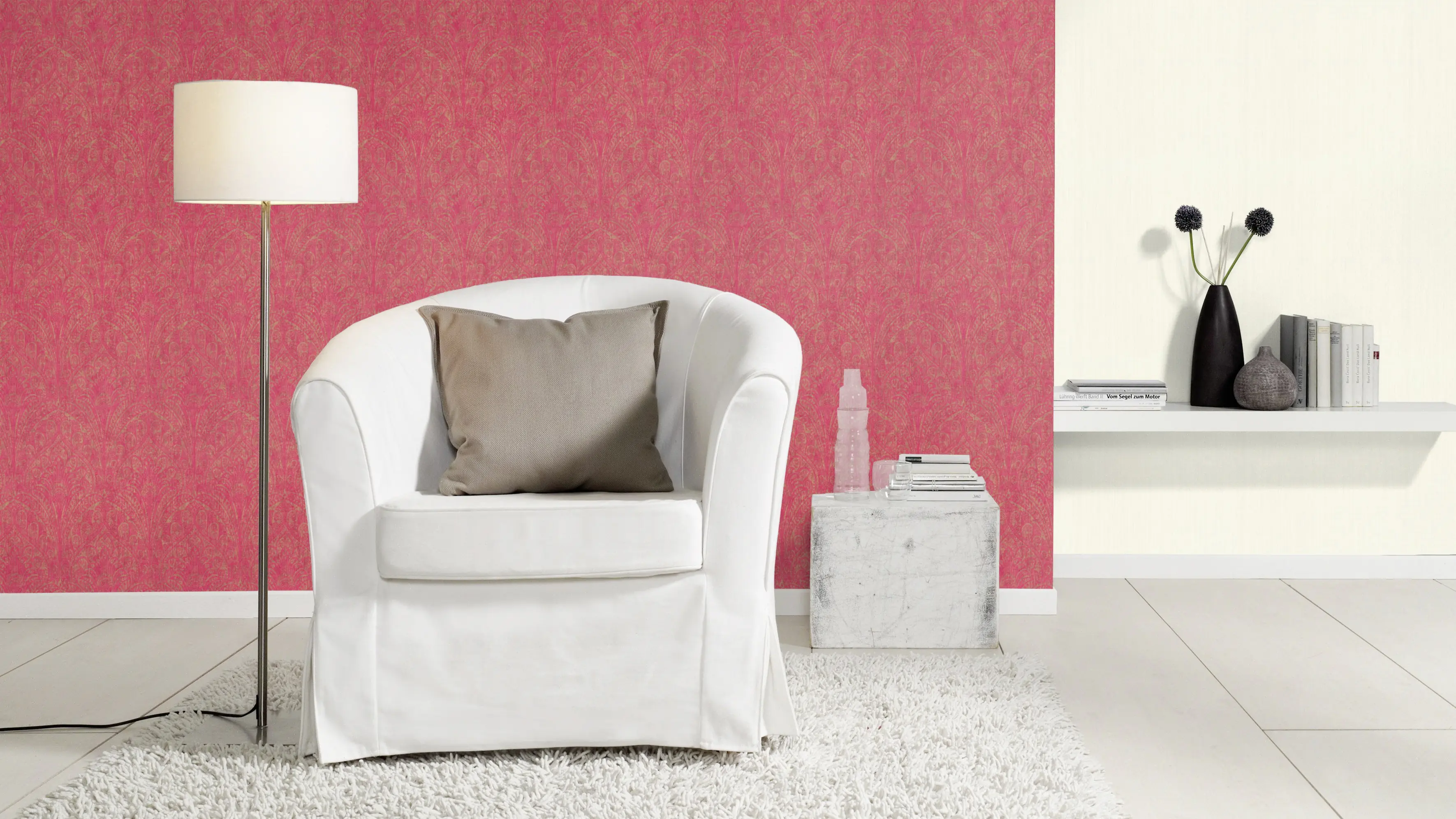 Rasch Vliestapete 746013 Weiß-Cremeweiß Uni 10,05 m x 0,53 m