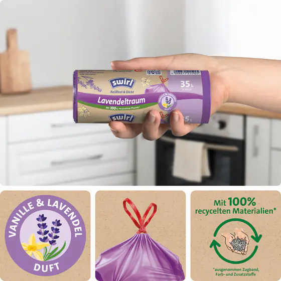 Swirl® 35 L Duft-Müllbeutel Lavendeltraum Reißfest & Dicht