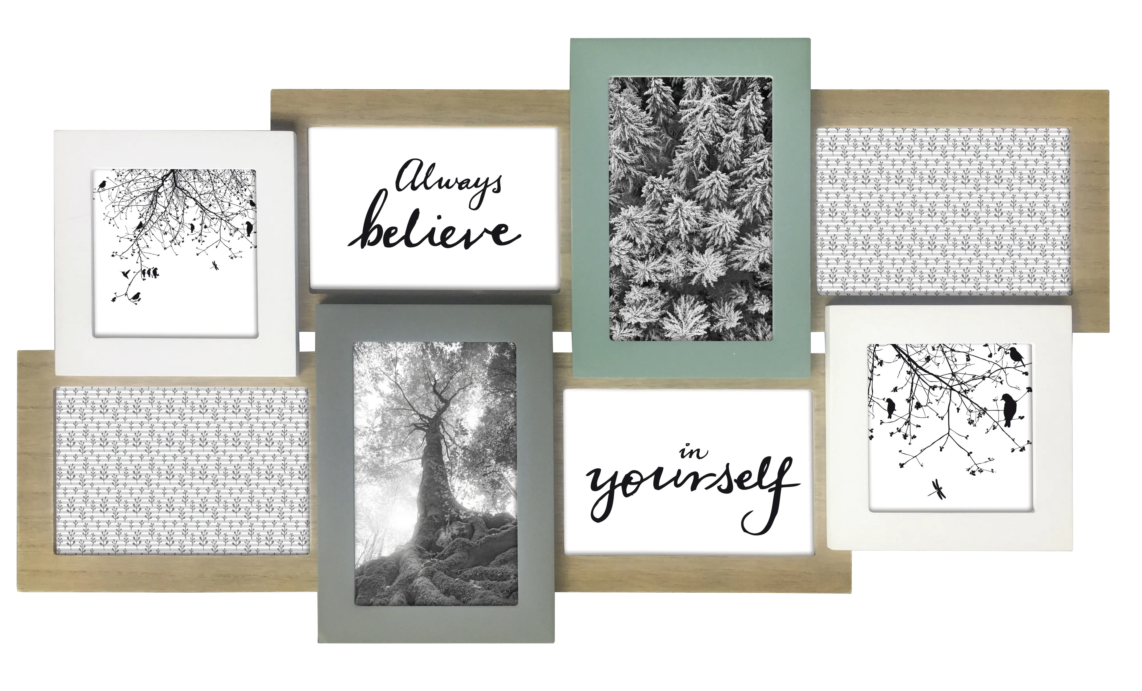 Bilderrahmen Collage multicolor 60 x 32 cm - 8 Fotos