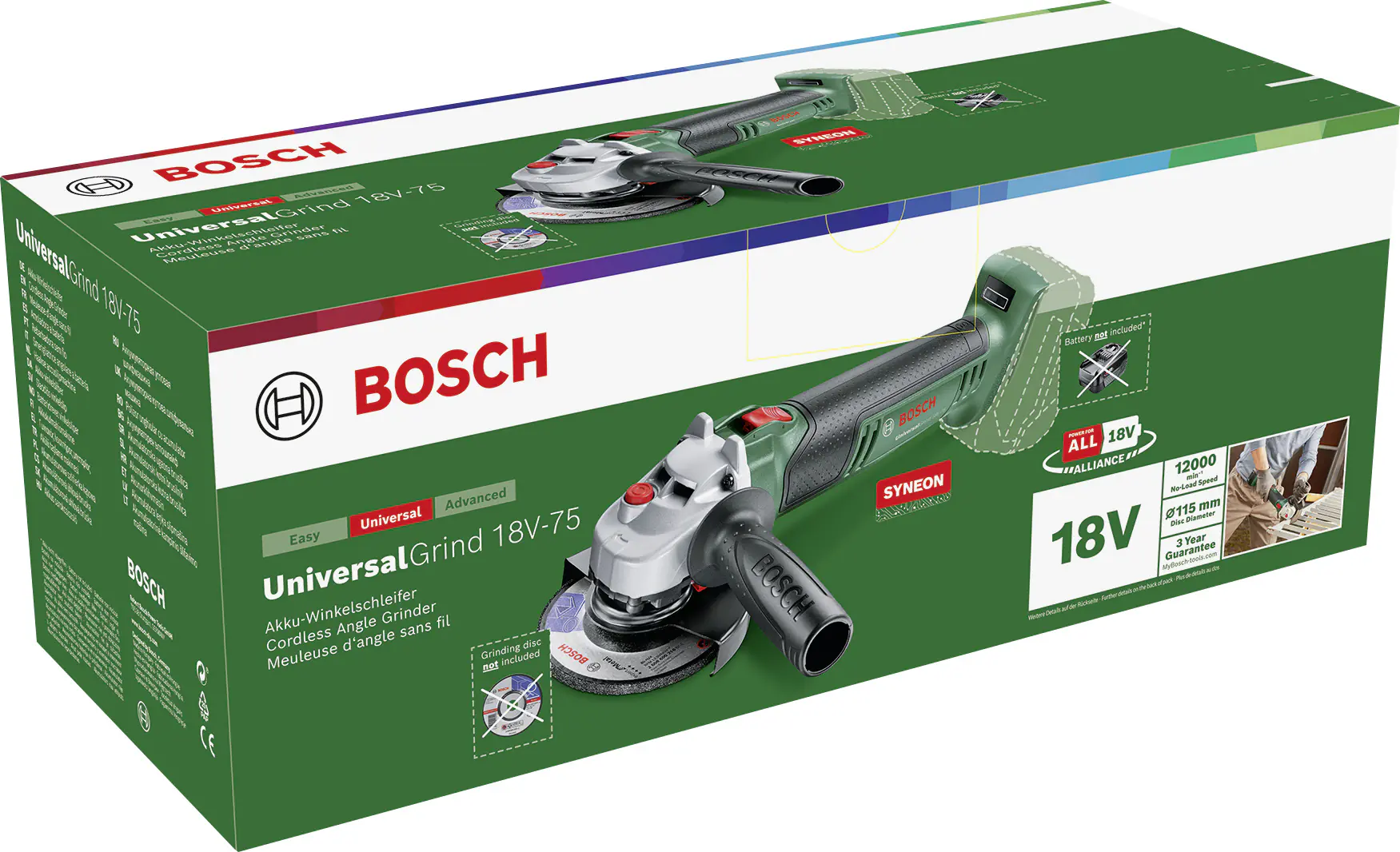 Bosch Akku-Winkelschleifer UniversalGrind 18V-75 Solo