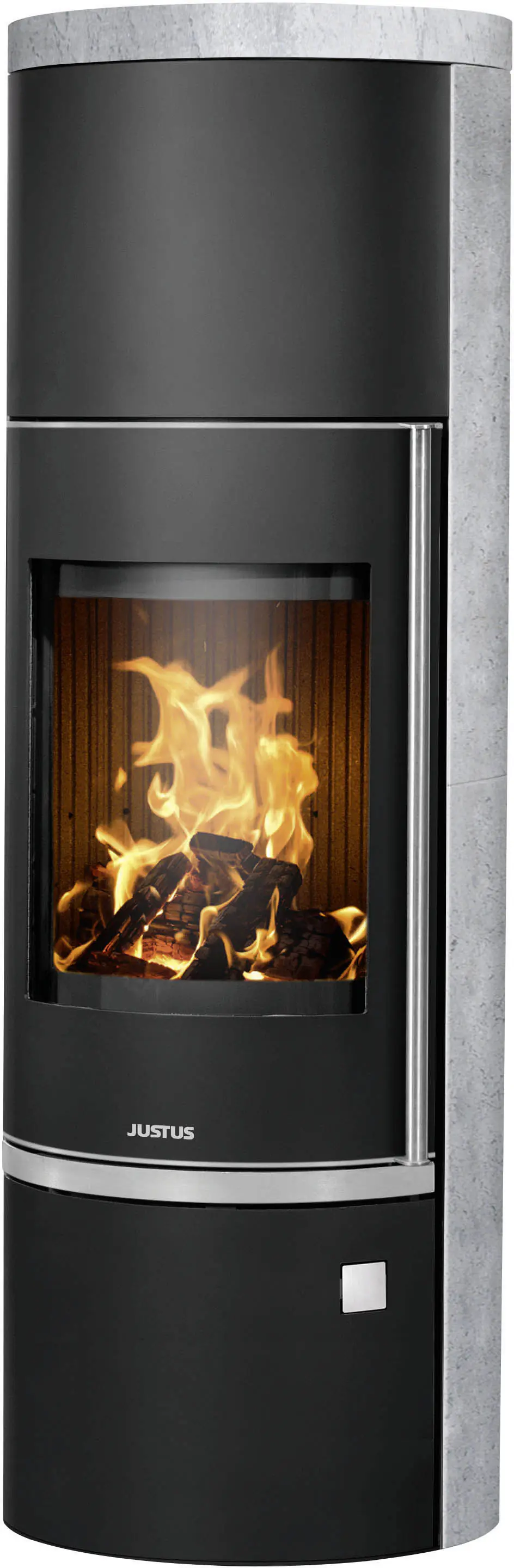 Justus Kaminofen Faro W+ 2.0 Speckstein Stahl schwarz 7 kW
