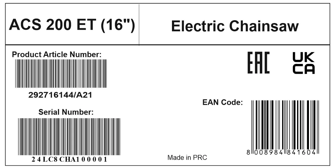 Alpina Elektro Kettensäge ACS 200 ET 2.000 Watt, 40 cm Schwertlänge Alpina Elektro Kettensäge ACS 200 ET 2.000 Watt, 40 cm Schwertlänge