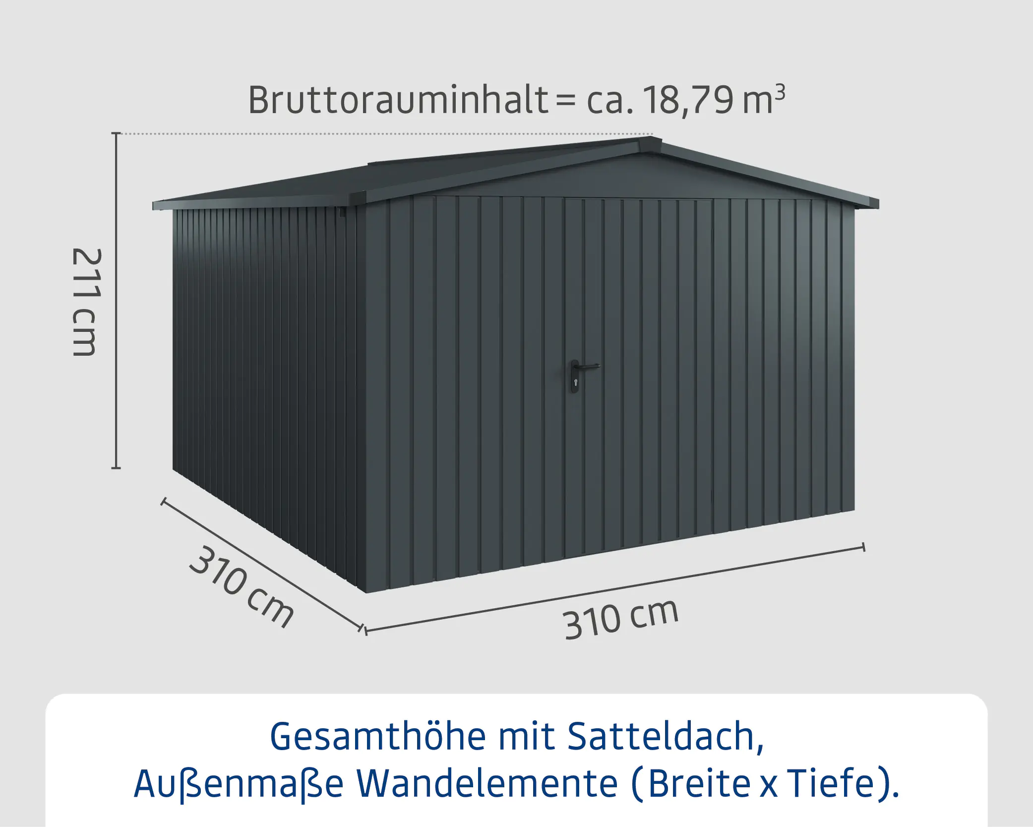 EcoStar Metallgerätehaus Euroline ESD14 anthrazit 310 x 310 cm 1-flg.