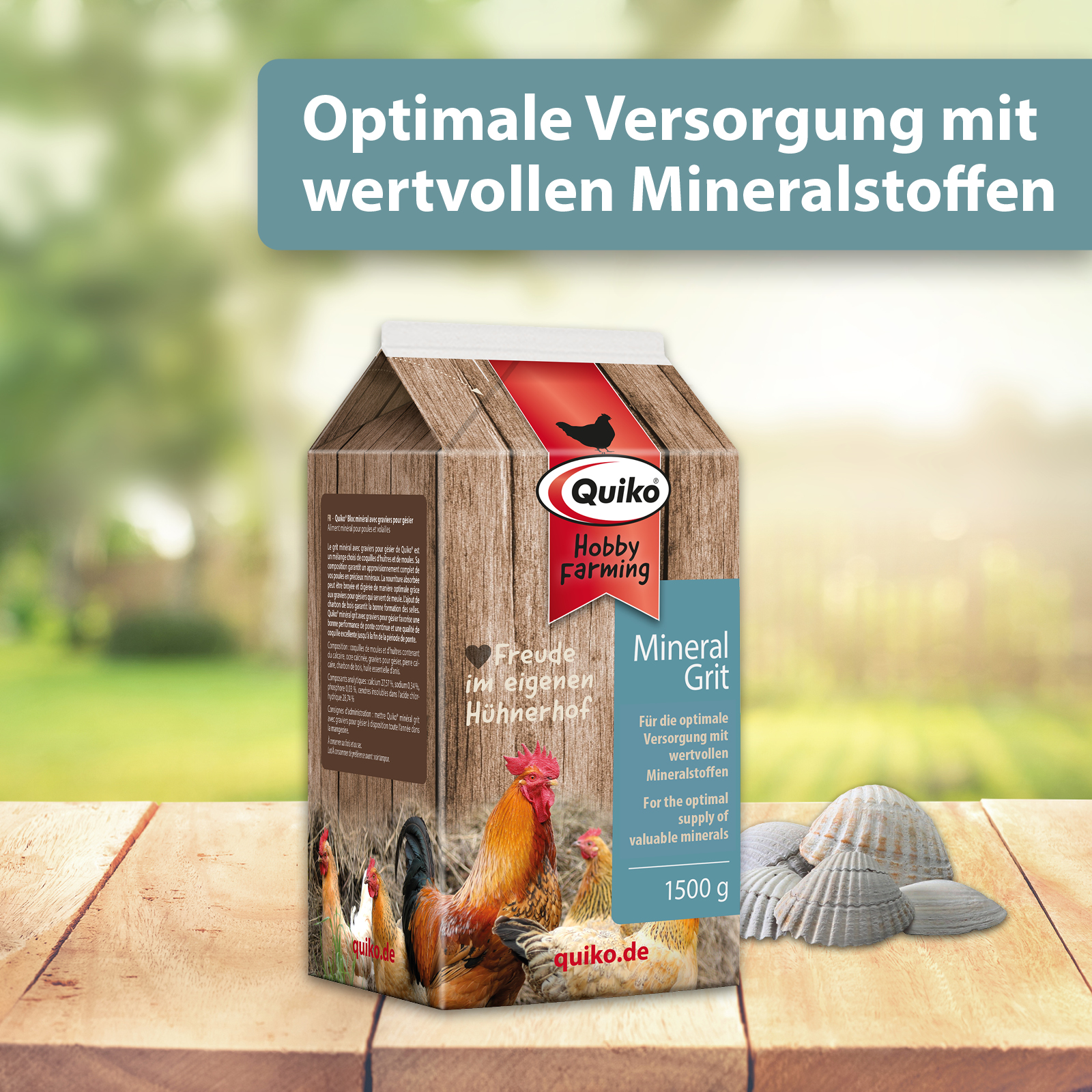 Quiko Hobbyfarming Mineralgrit für Hühner und Geflügel 1,5 kg