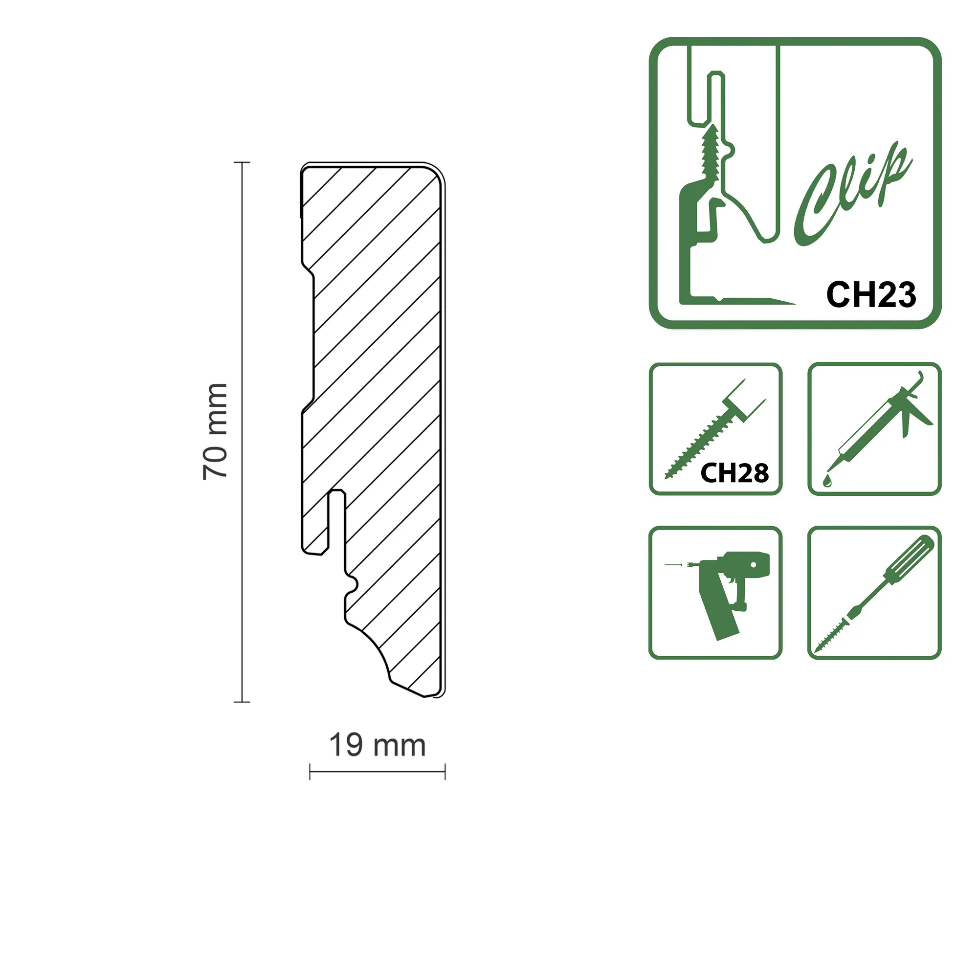 Neuhofer Fußleiste 240 cm 70 x 19 mm weiß