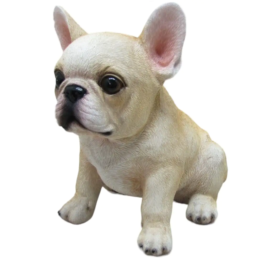 Dekofigur Französische Bulldogge sitzend 18 x 12 x 16 cm beige weiß