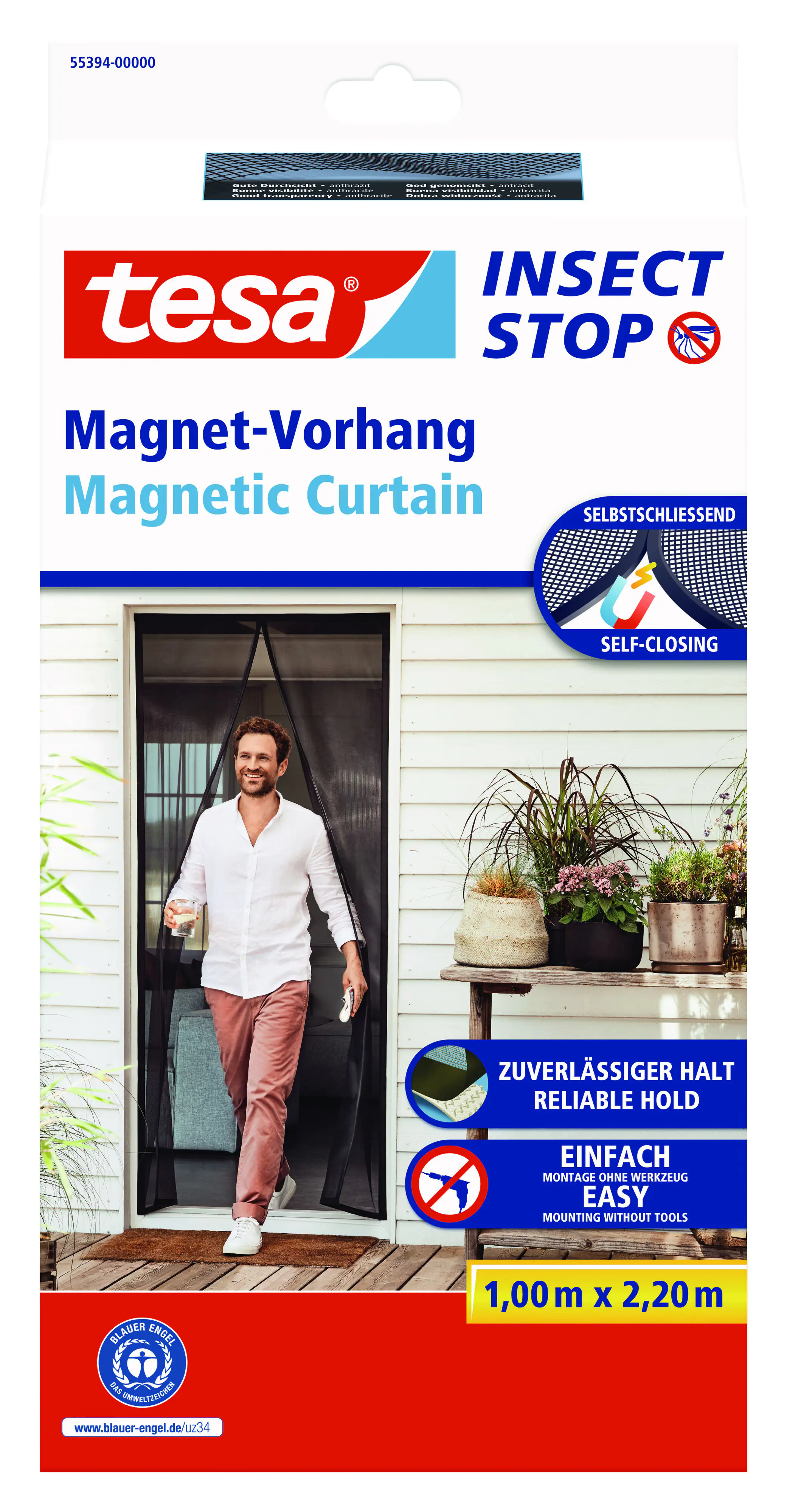 tesa Fliegengitter Magnetvorhang 100 x 220 cm anthrazit