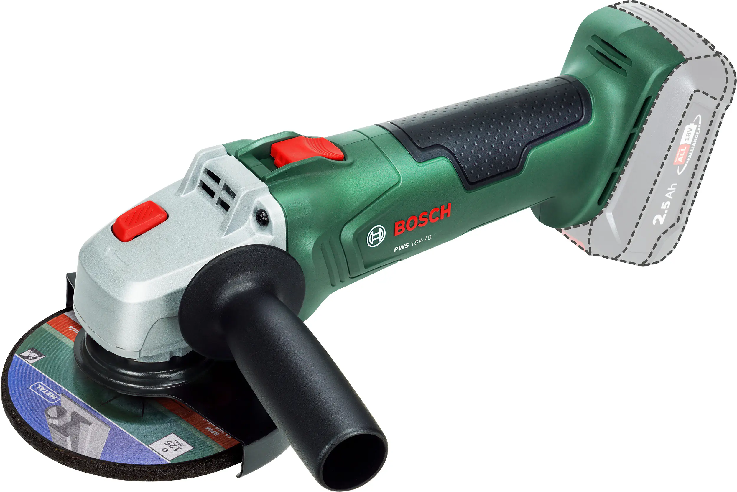 Bosch Akku-Winkelschleifer PWS 18V-70 125 mm Solo Bosch Akku-Winkelschleifer PWS 18V-70 125 mm Solo