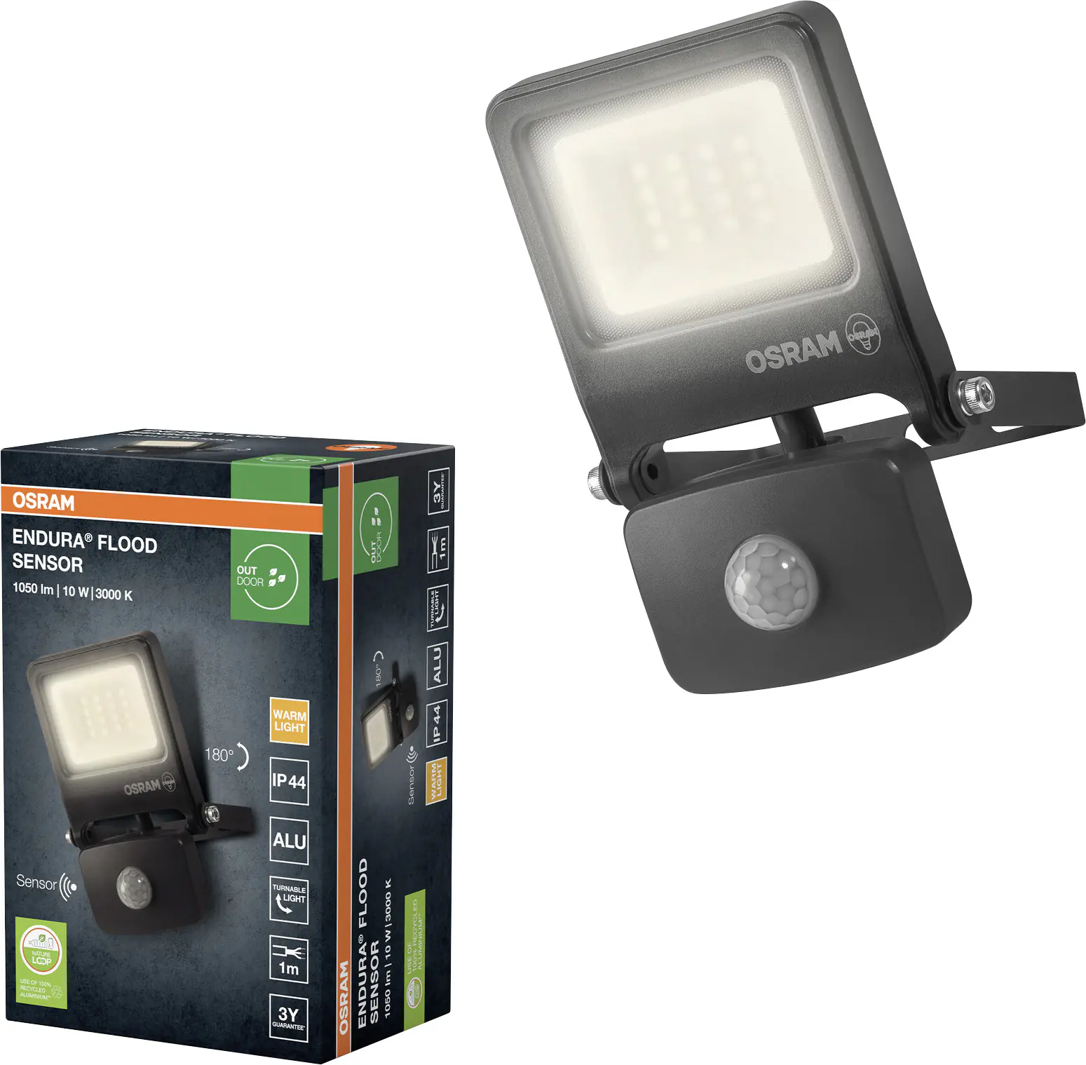 Osram Außenleuchte Endura Flood Bewegungsmelder 10W PCR dunkelgrau warmweiß Osram Außenleuchte Endura Flood Bewegungsmelder 10W PCR dunkelgrau warmweiß